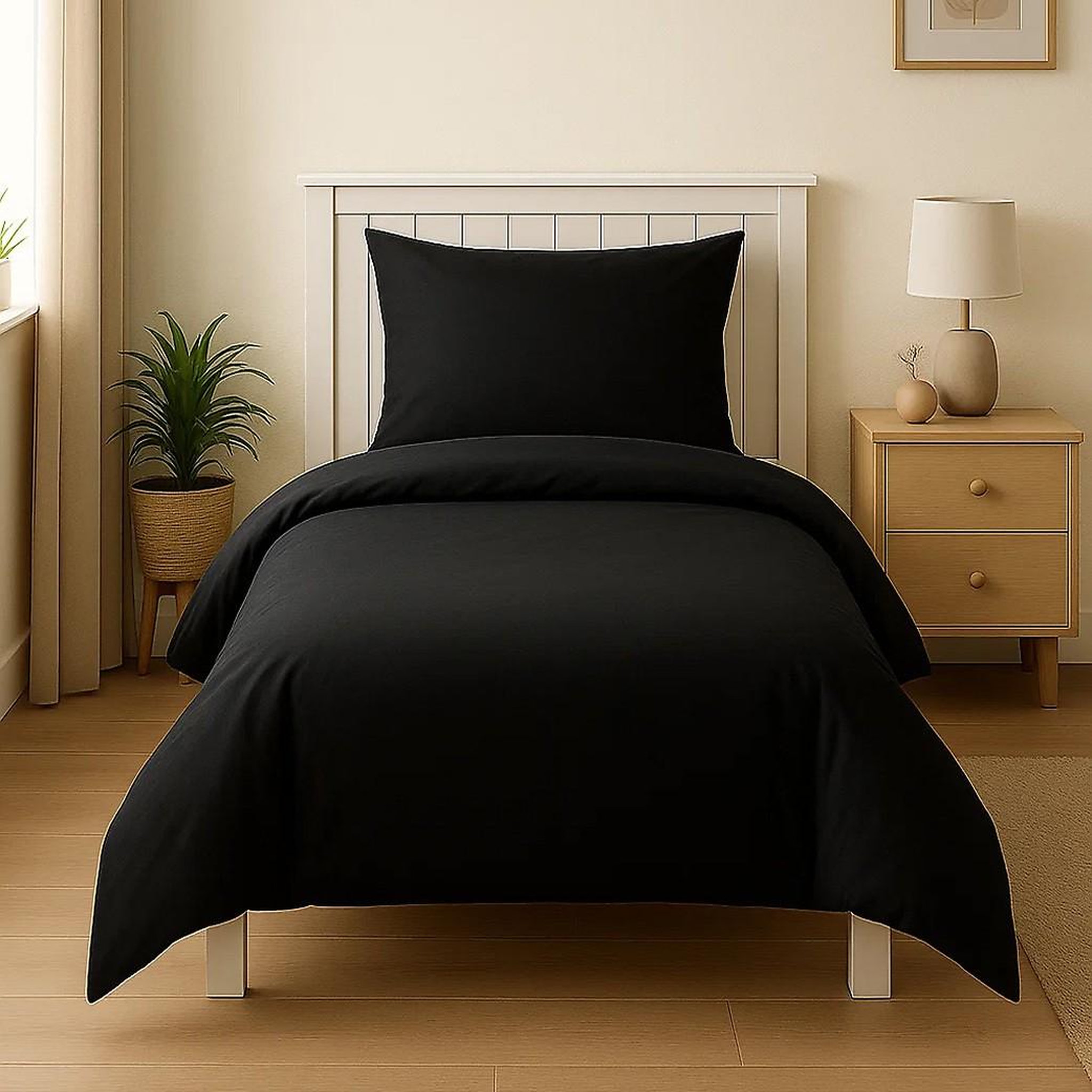 Voir la diapositive 3 : Home collection Housse de couette 100%coton 140x200cm anthracite