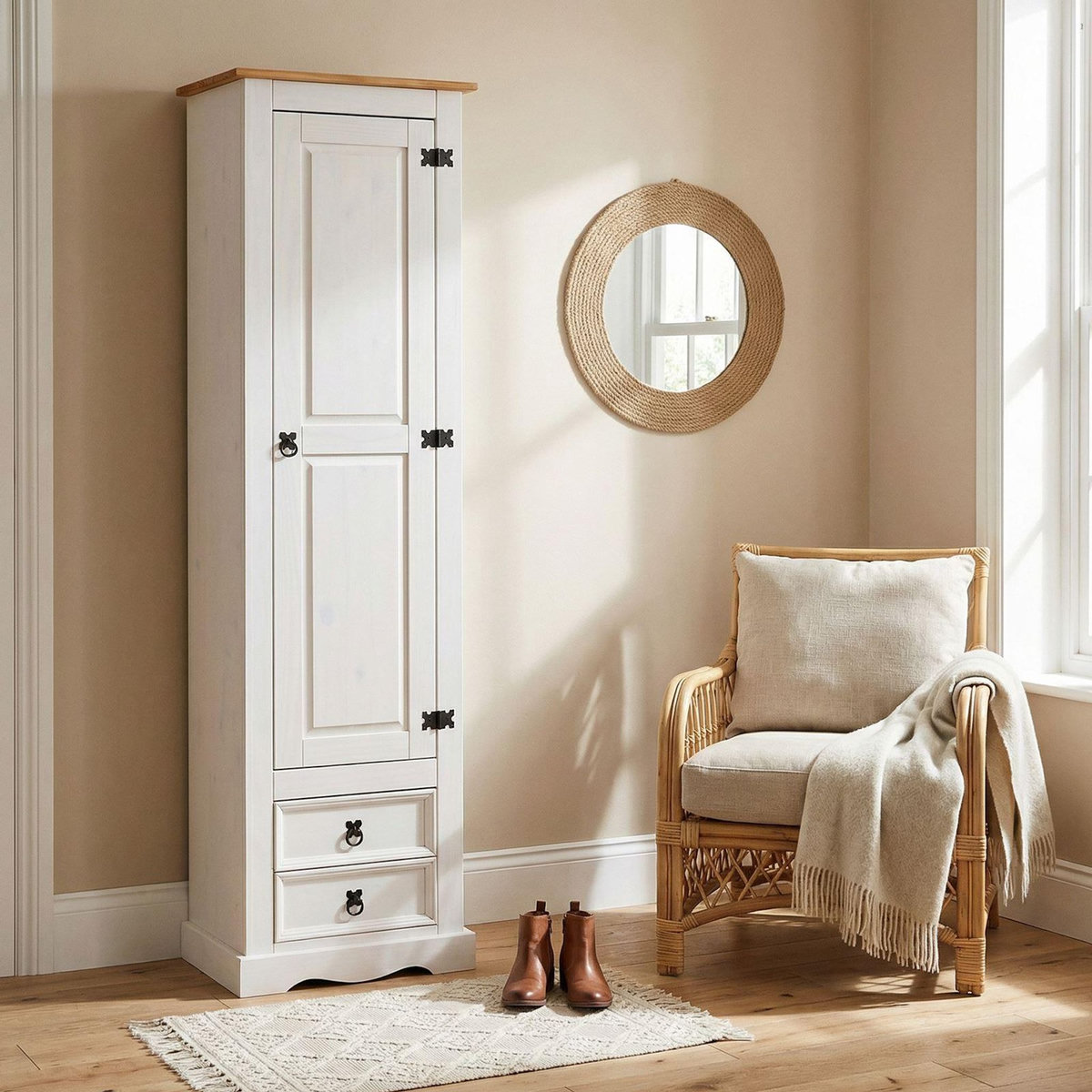 IDIMEX Armoire TEQUILA avec 1 porte et 2 tiroirs, en pin massif