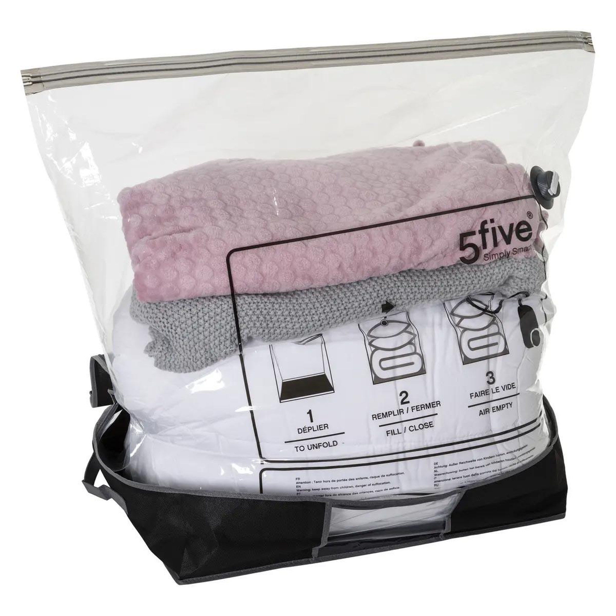 Voir la diapositive 5 : FIVE Housse de Rangement Sous Vide  Liseret  60cm Noir
