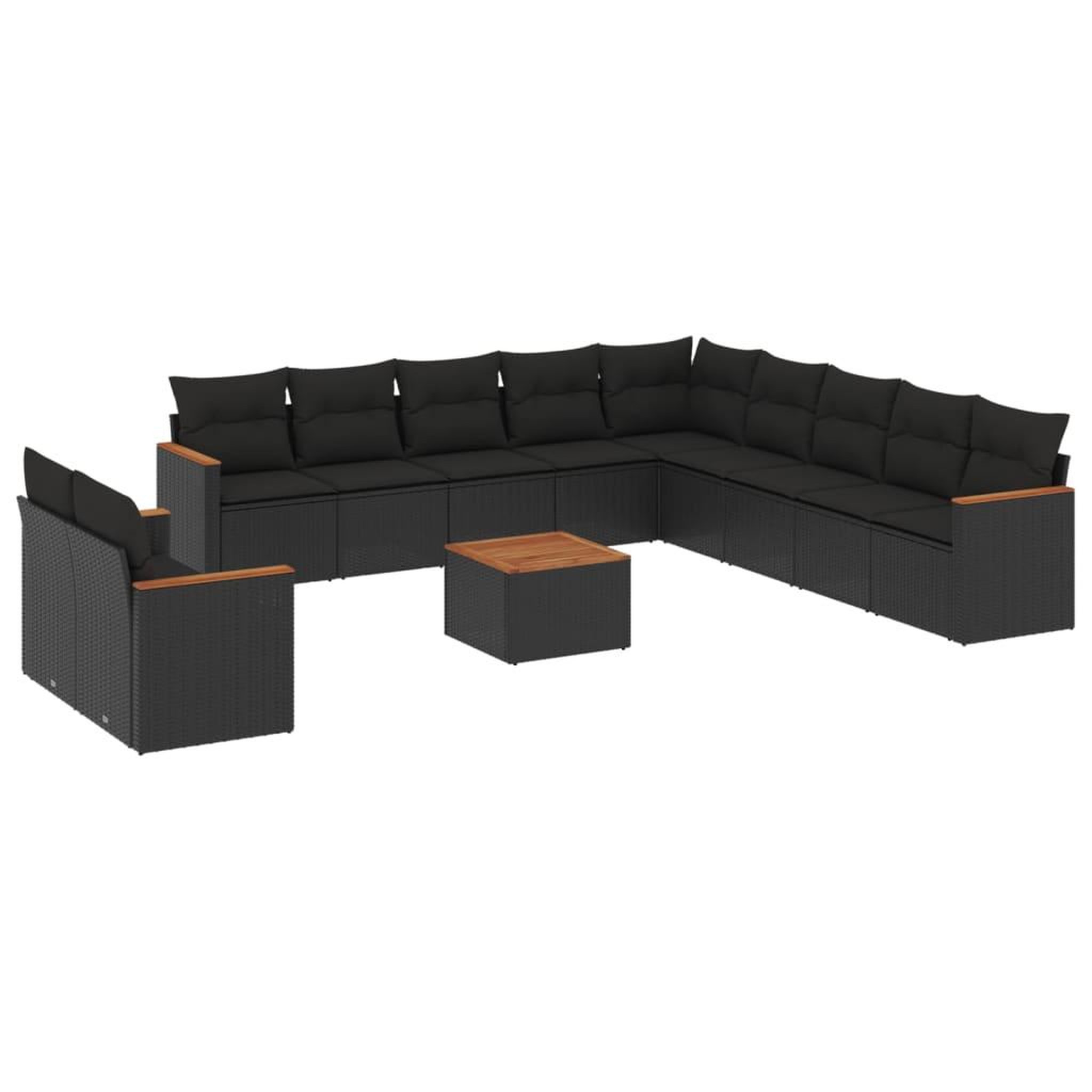 Voir la diapositive 2 : VIDAXL Salon de jardin 12 pcs avec coussins noir resine tressee