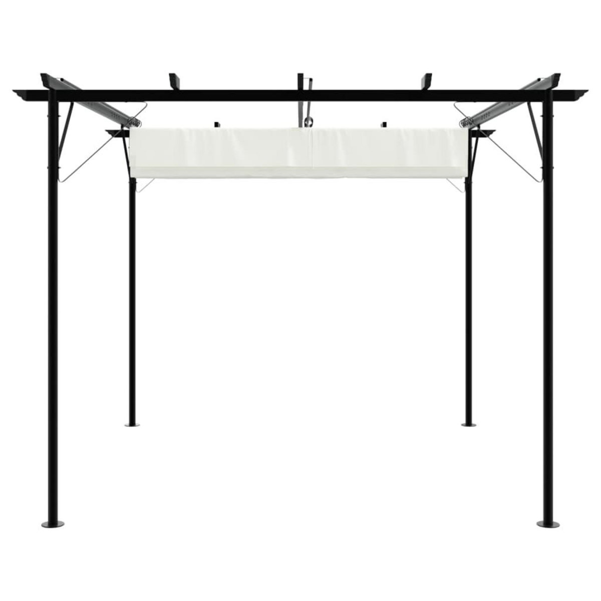 VIDAXL Pergola avec toit retractable Blanc creme 3 x 3 m Acier