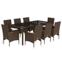 Voir la diapositive 2 : VIDAXL Ensemble a manger de jardin et coussins 9pcs marron rotin verre