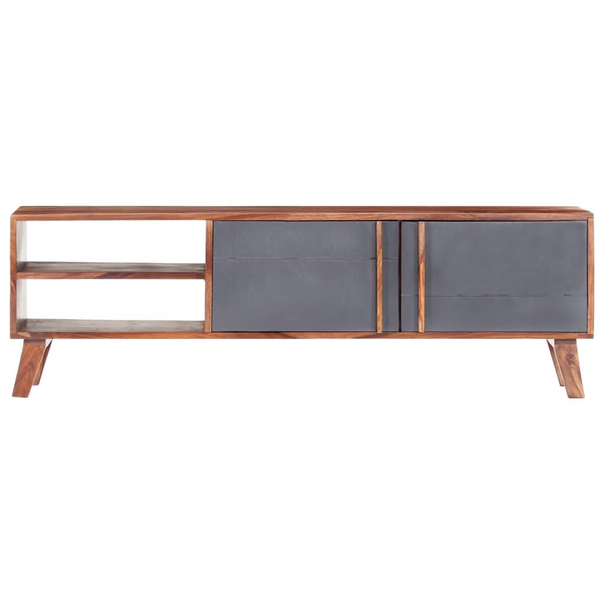 Voir la diapositive 3 : VIDAXL Meuble tv gris 140x30x45 cm bois solide