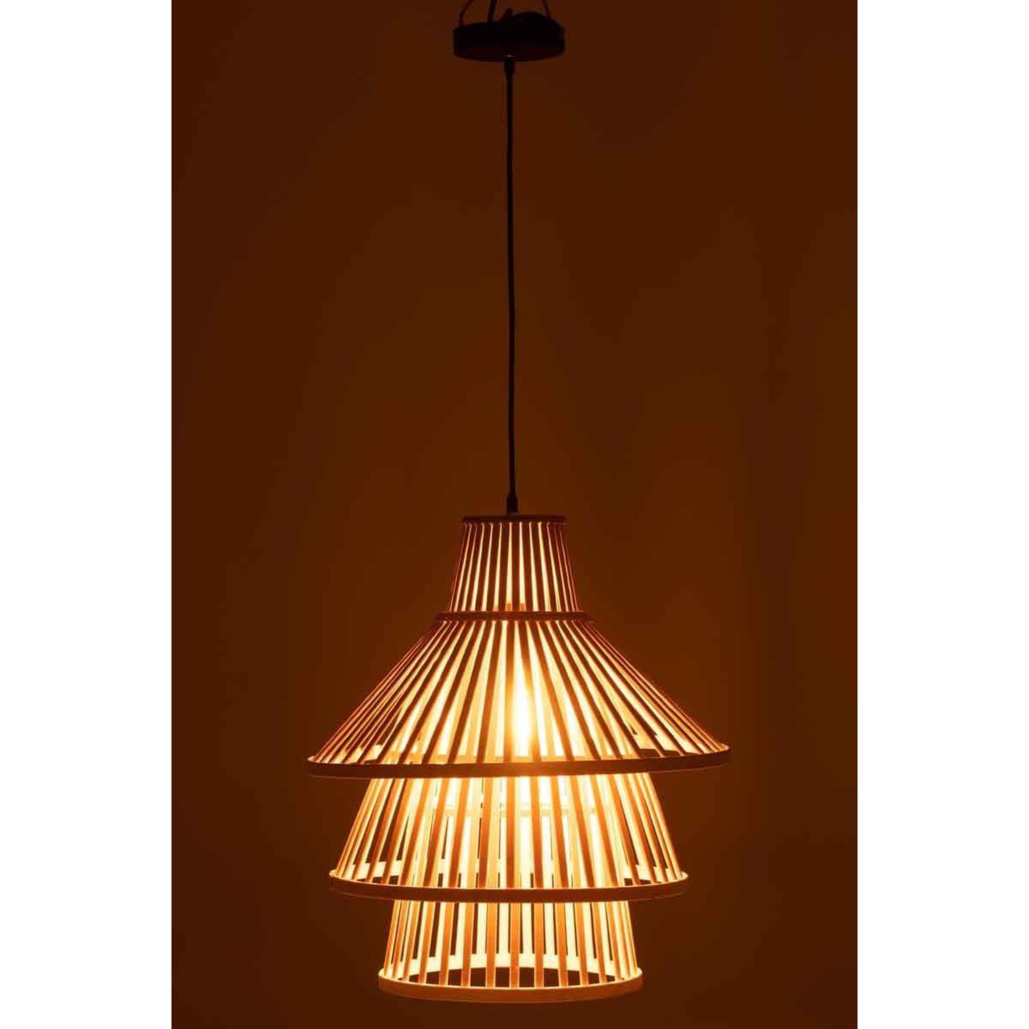 Voir la diapositive 3 : J-LINE Lampe Suspension en Bambou  Midano  42cm Naturel