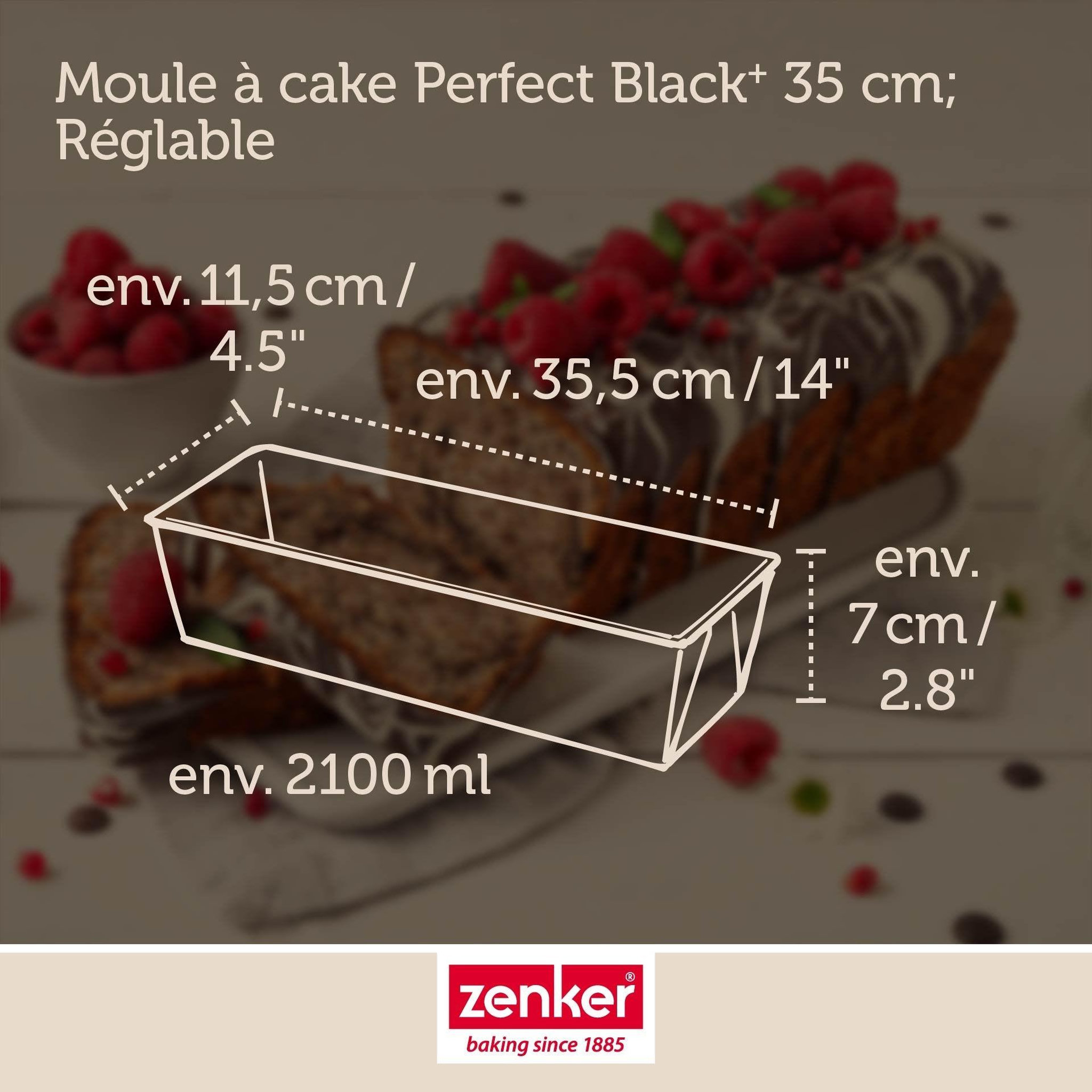 Voir la diapositive 3 : ZENKER Moule à cake 35 x 11,5 x 7 cm zenker perfectback+