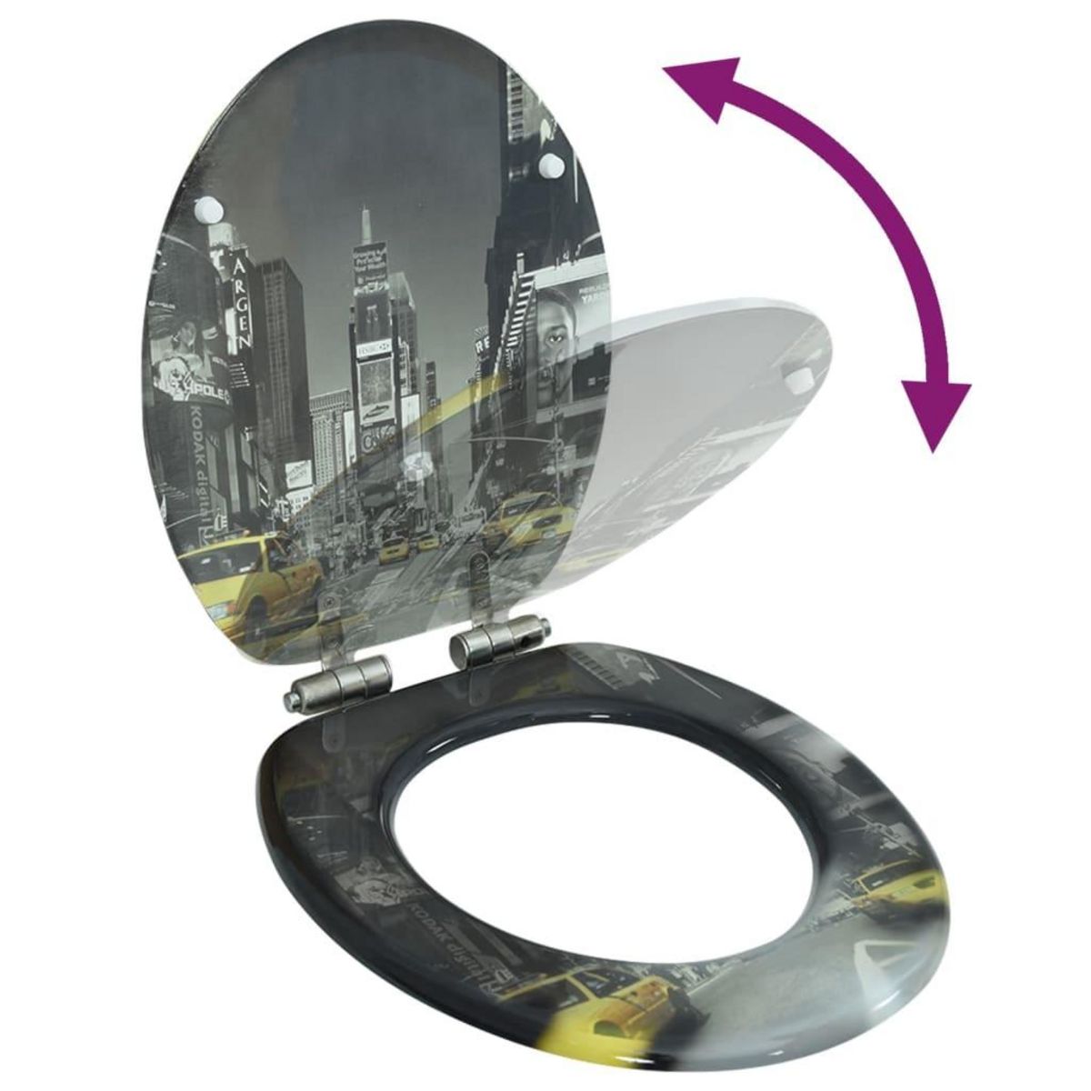 VIDAXL Siege WC MDF Couvercle a fermeture en douceur Design New York