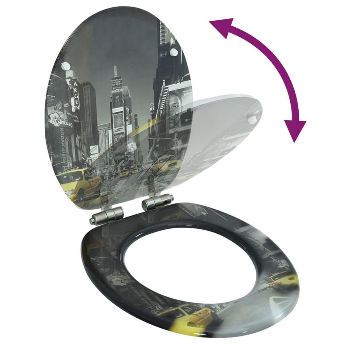 VIDAXL Siege WC MDF Couvercle a fermeture en douceur Design New York