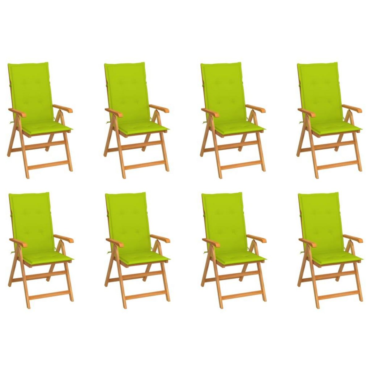 VIDAXL Chaises inclinables de jardin et coussins lot de 8 Teck solide