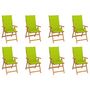 Voir la diapositive 1 : VIDAXL Chaises inclinables de jardin et coussins lot de 8 Teck solide