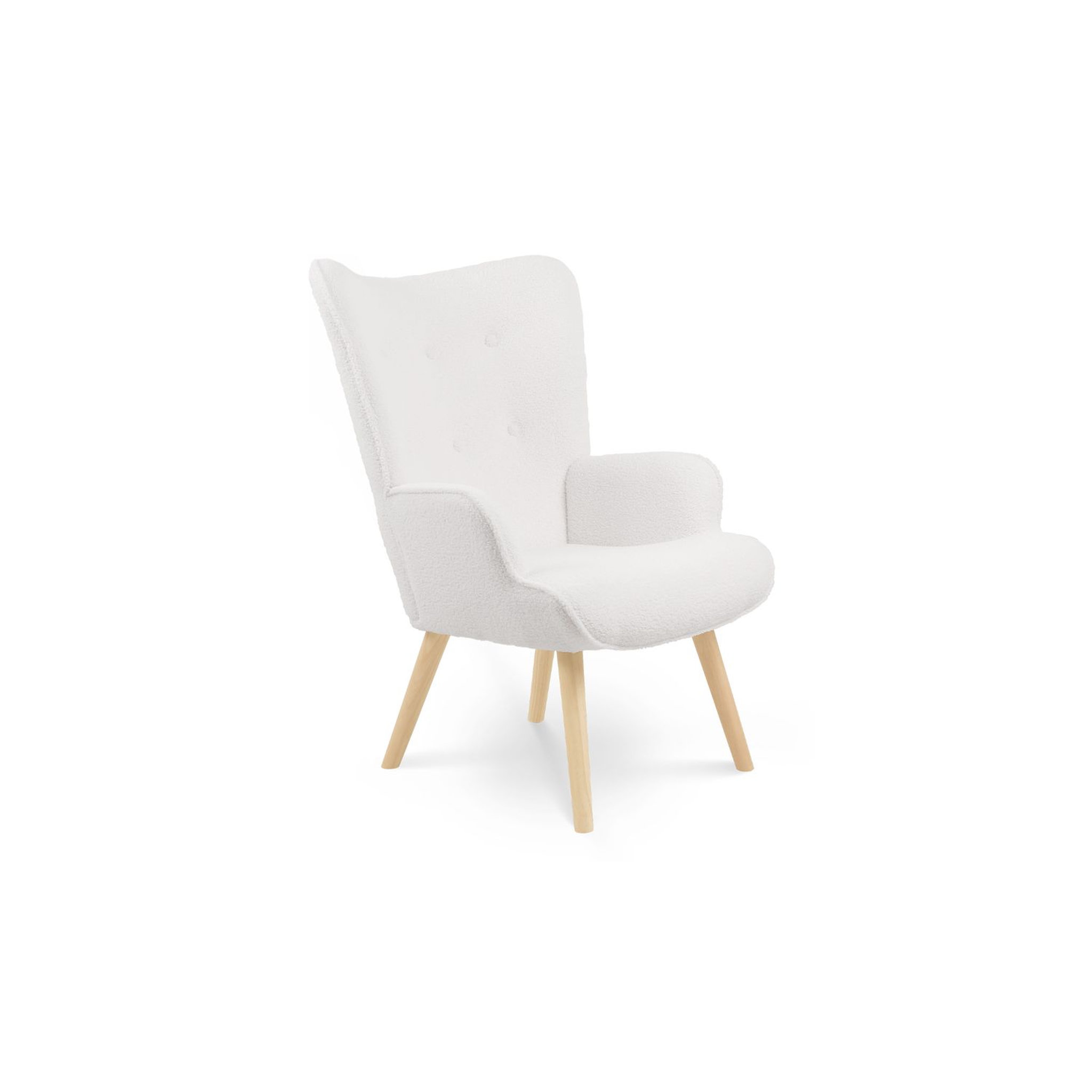 Voir la diapositive 1 : Fauteuil tissu bouclette blanc SVEN