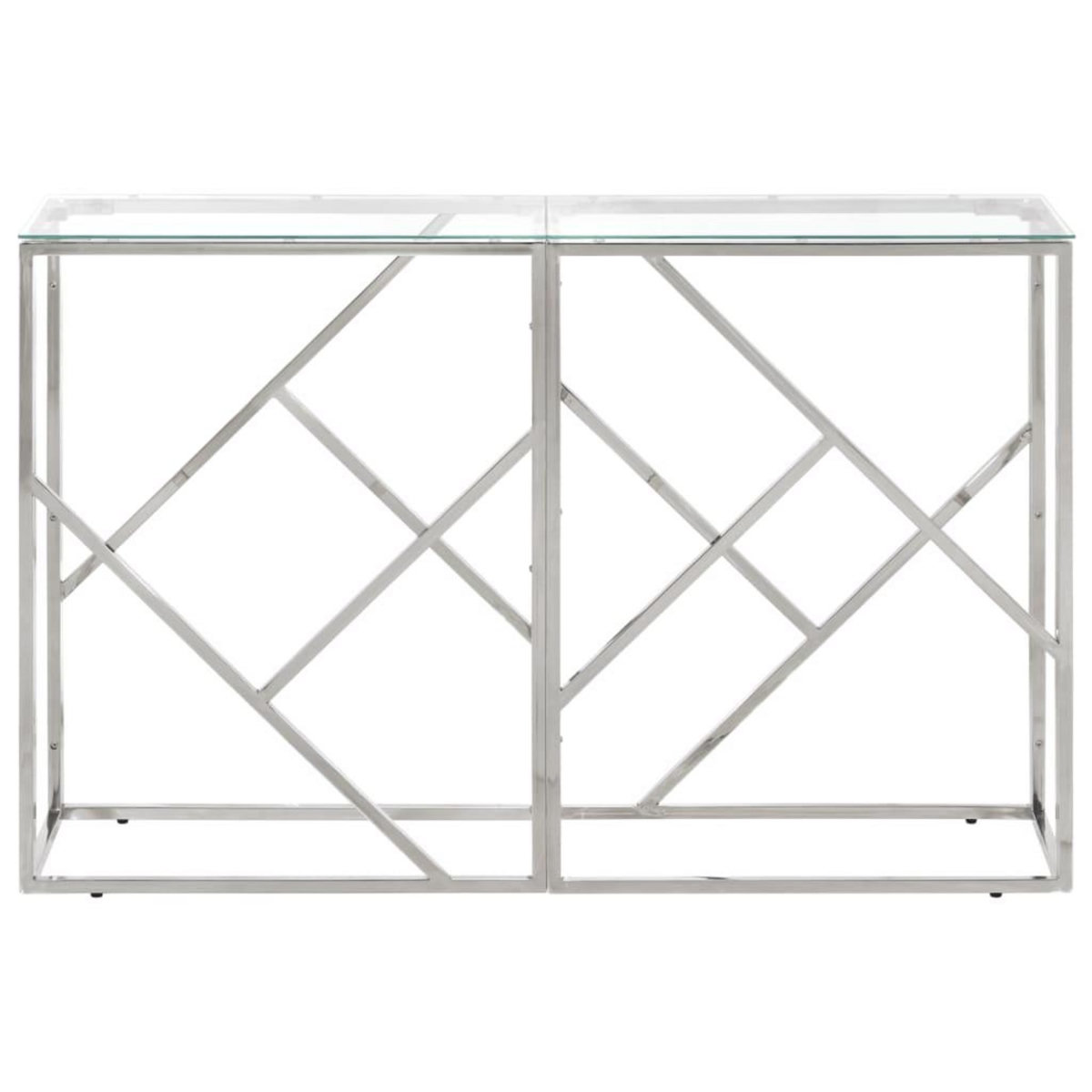 VIDAXL Table console argente acier inoxydable et verre trempe