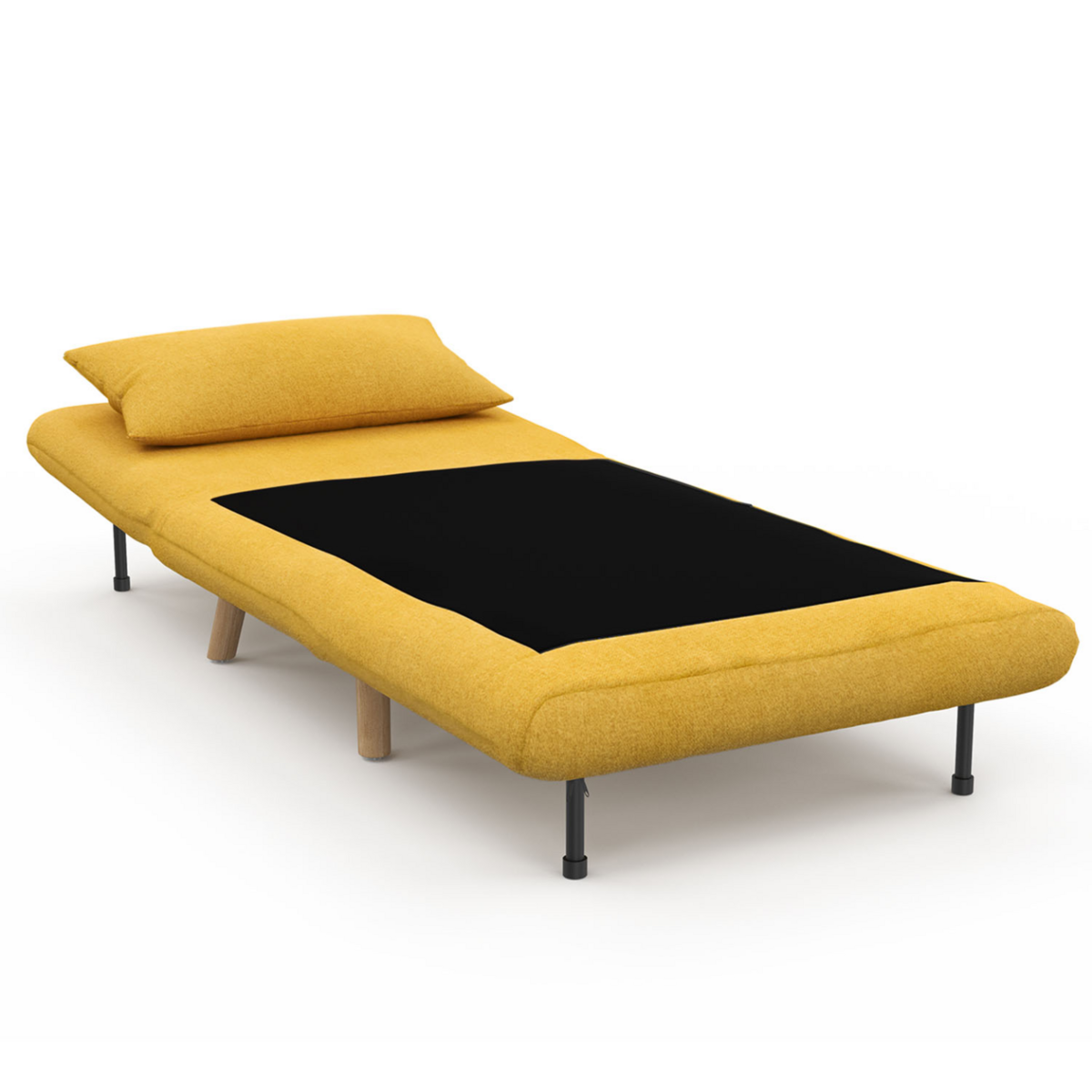 ID MARKET Fauteuil convertible ROMEO lit d'appoint 1 place 80x190 cm tissu jaune