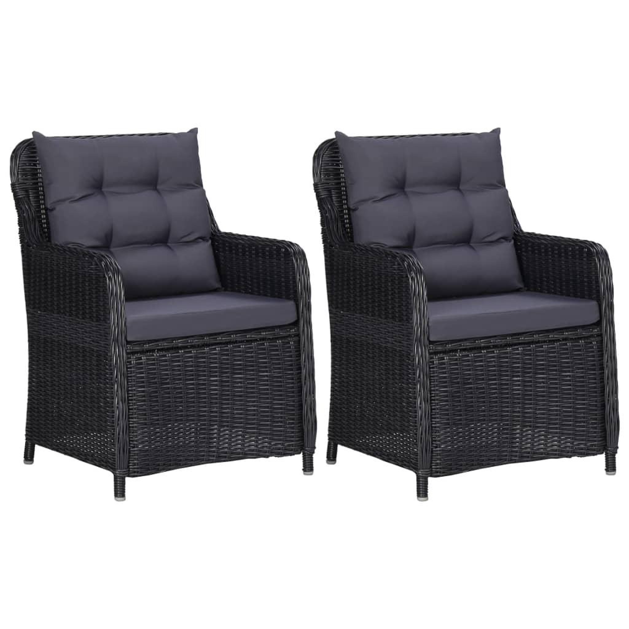Voir la diapositive 1 : VIDAXL Chaises de jardin lot de 2 avec coussins Resine tressee Noir