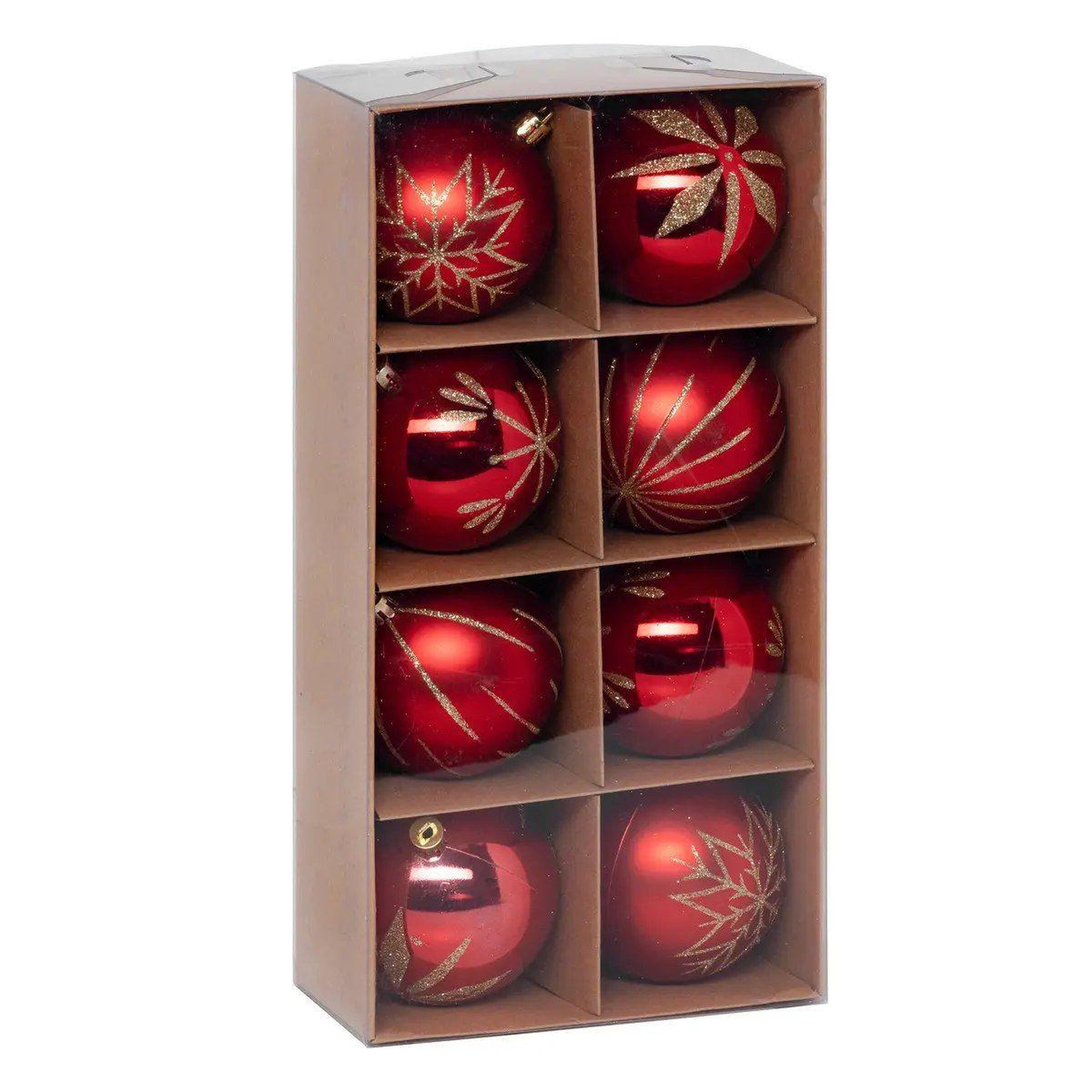 ATMOSPHERA Lot de 8 boules de noël  maison des couleurs  8cm rouge & or