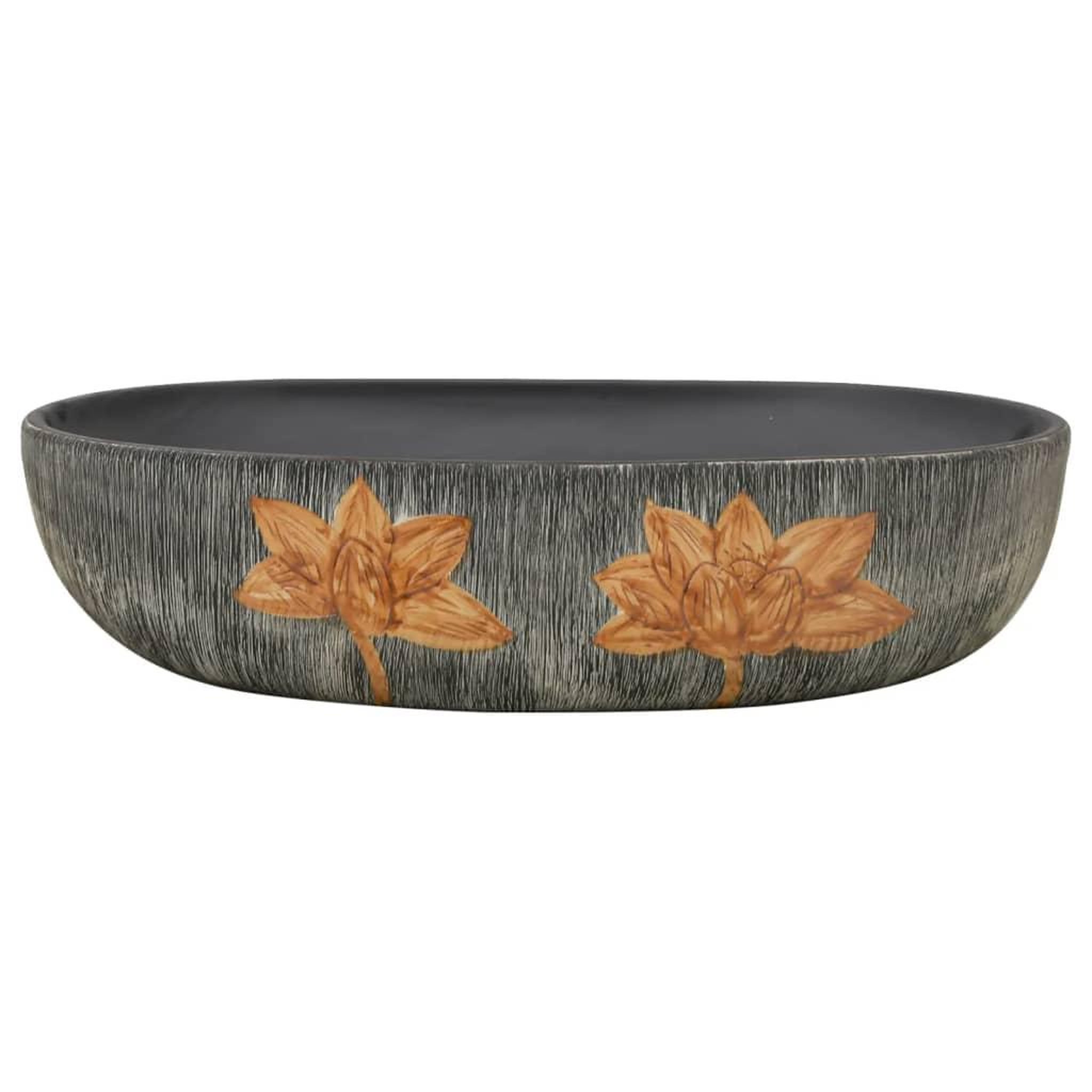 Voir la diapositive 3 : VIDAXL Vasque a poser gris et noir ovale 59x40x14 cm ceramique