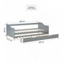 Voir la diapositive 2 : HomeStyle4U Lit gigogne 90x200 cm - couleur gris