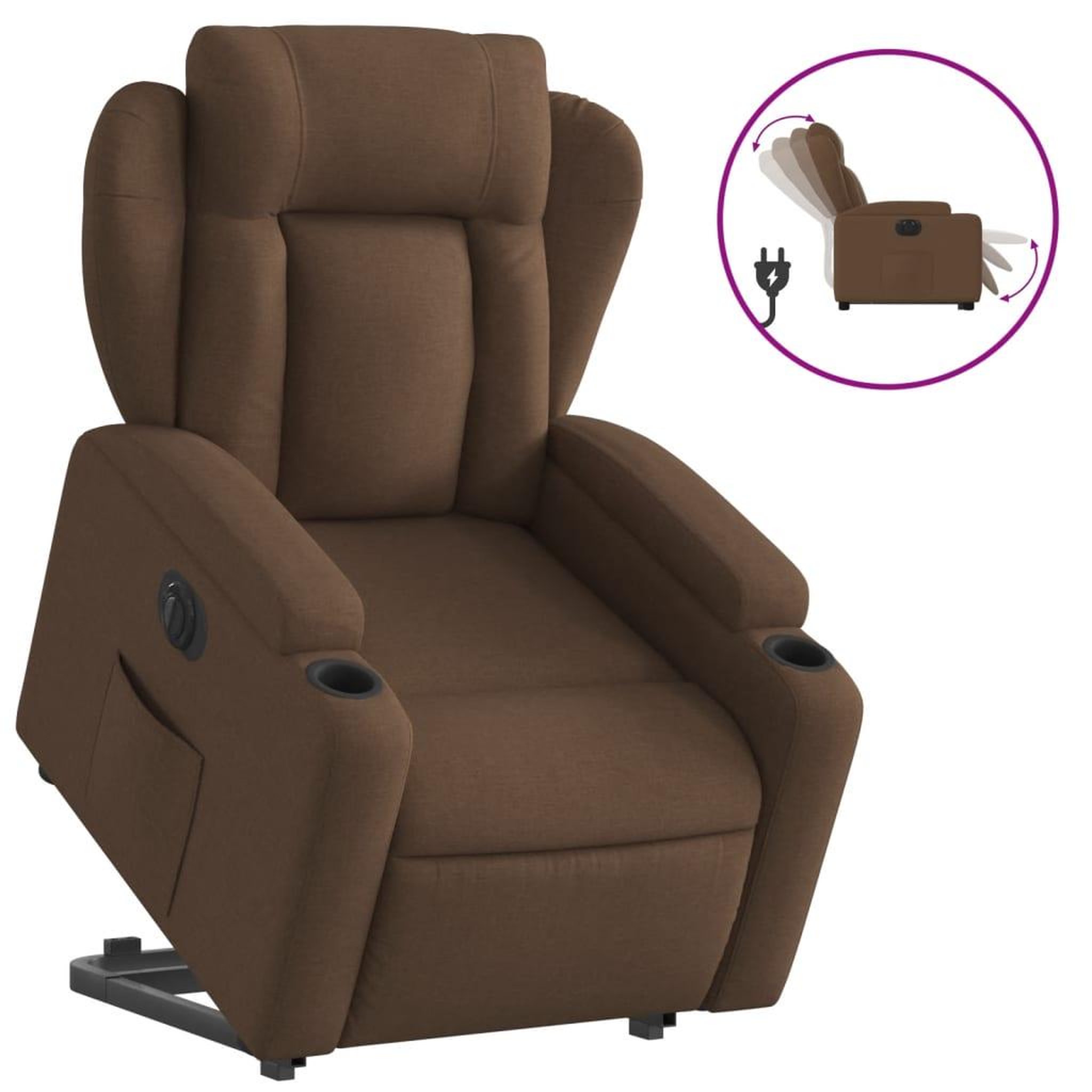 Voir la diapositive 2 : VIDAXL Fauteuil inclinable electrique marron tissu