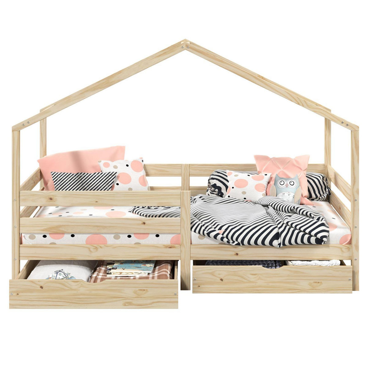 IDIMEX Lit cabane ENA avec tiroirs, 90 x 190 cm en pin massif