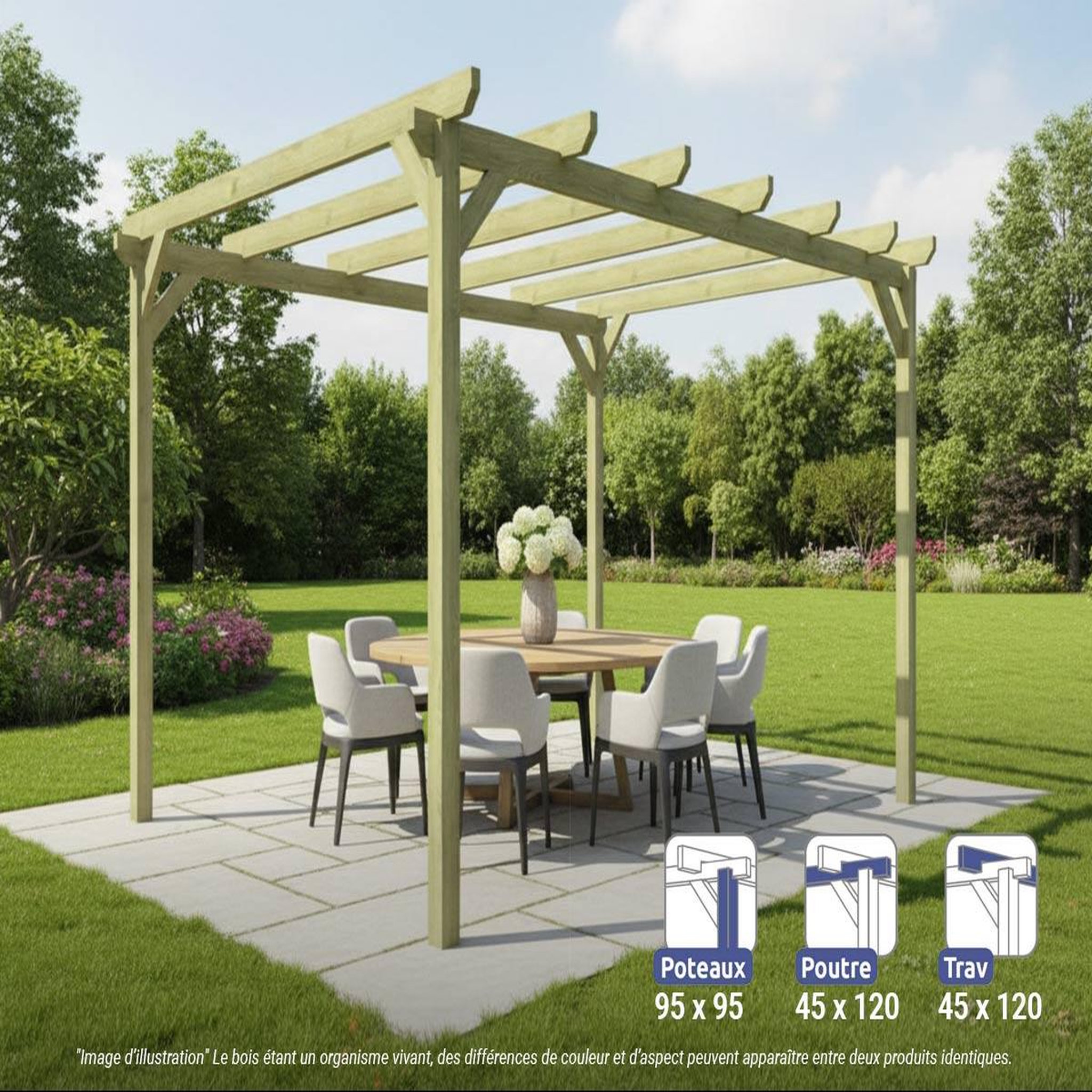 JARDIDECO Pergola massive en bois paris 420 x 300 cm - maderland