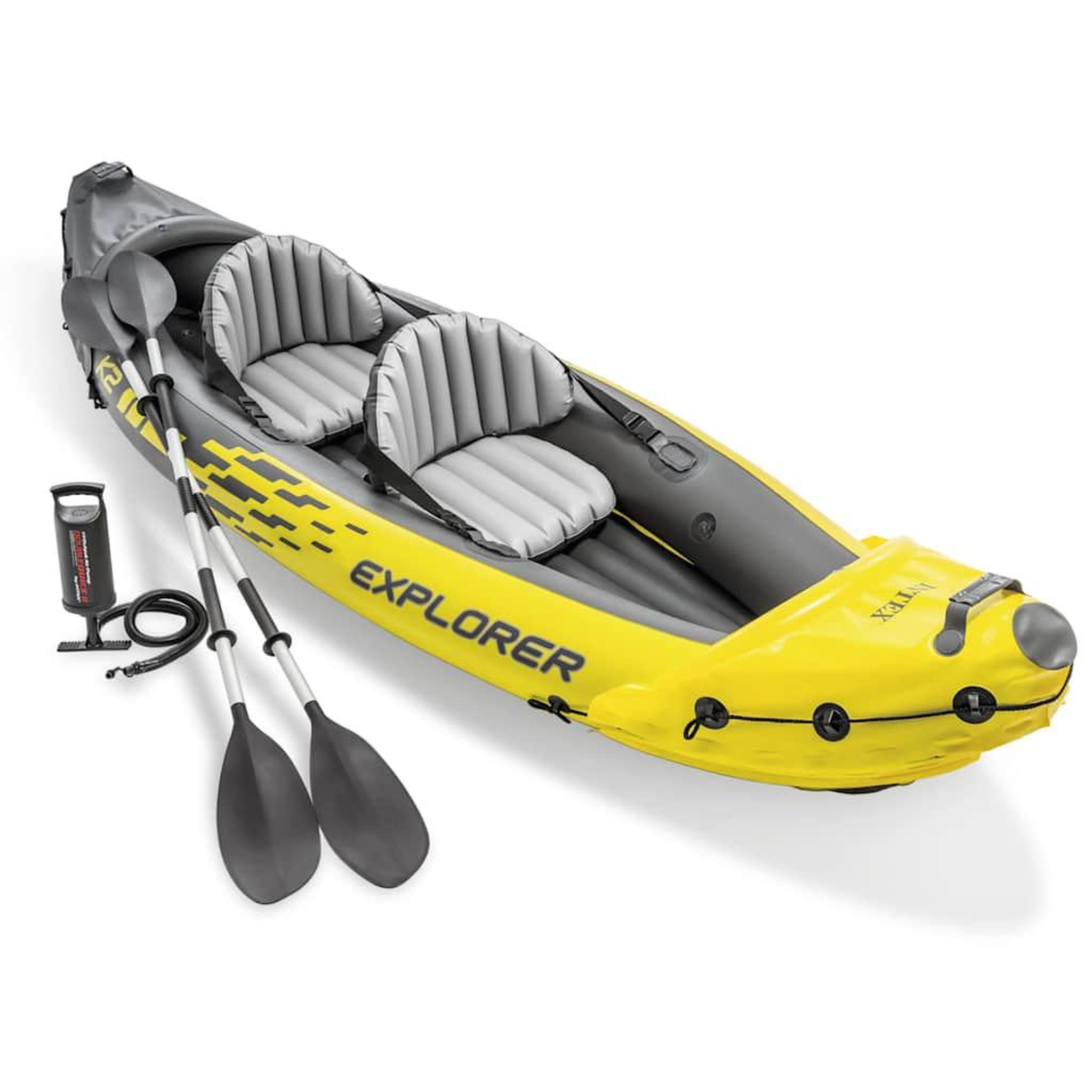 Voir la diapositive 4 : INTEX Canoë 2 Places  Explorer K2  312cm Jaune & Bleu