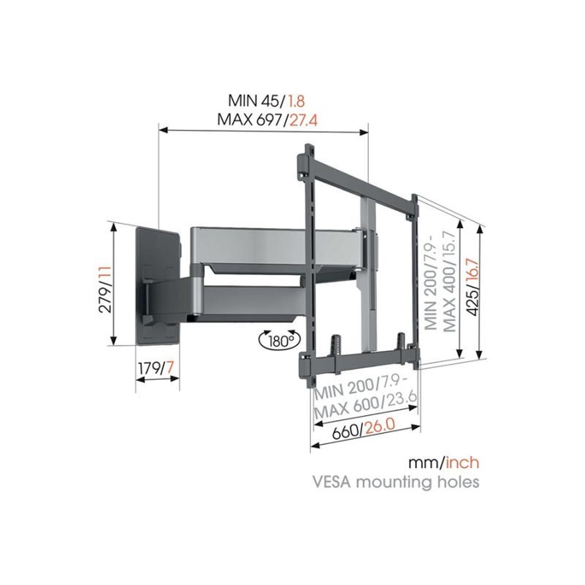 Voir la diapositive 5 : Vogel's Support mural pour écran plat Vogel s ELITE TVM 5855 ORIENTABLE POUR TELEVISION DE 55 A 100
