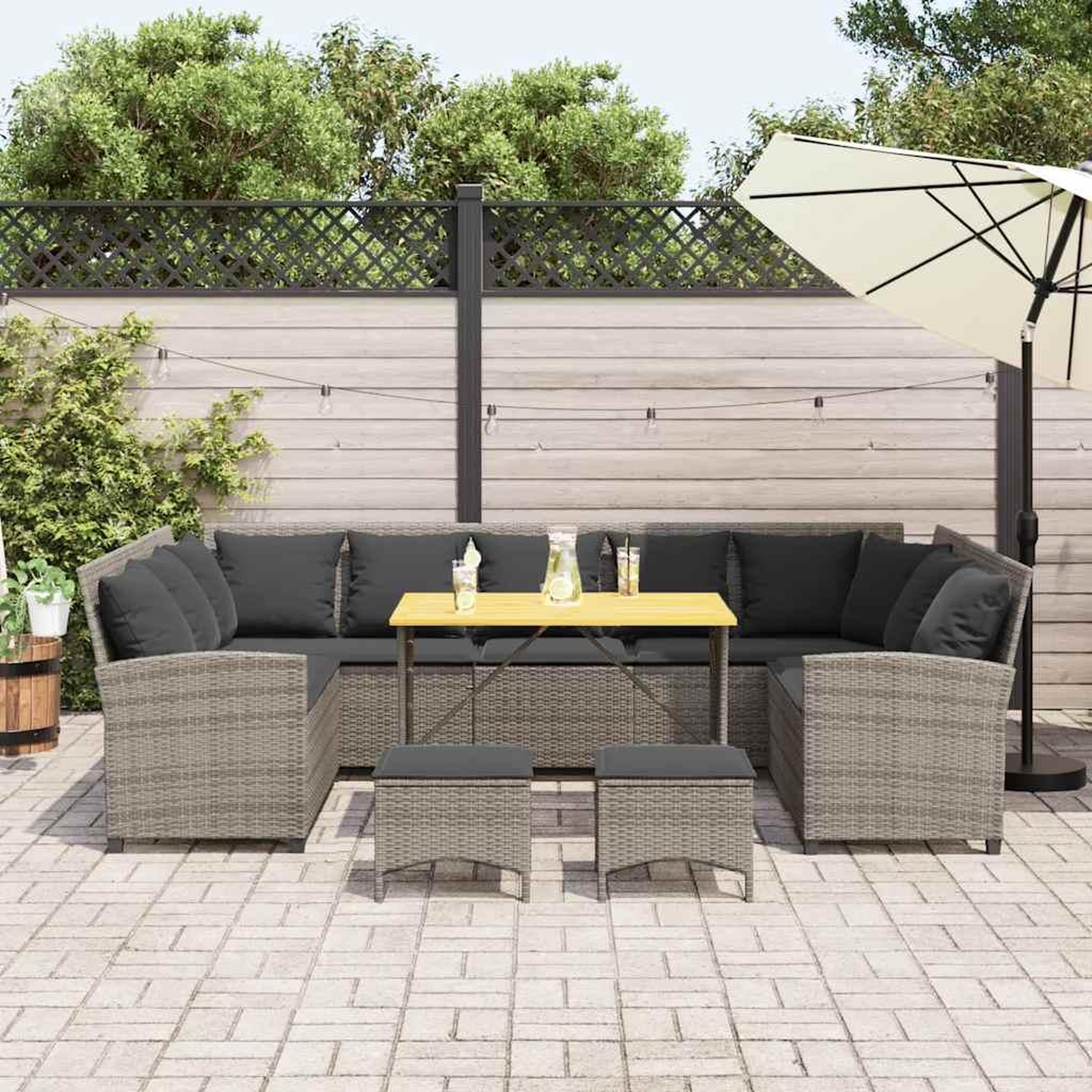 Voir la diapositive 3 : VIDAXL Salon de jardin 4 pcs avec coussins gris resine tressee