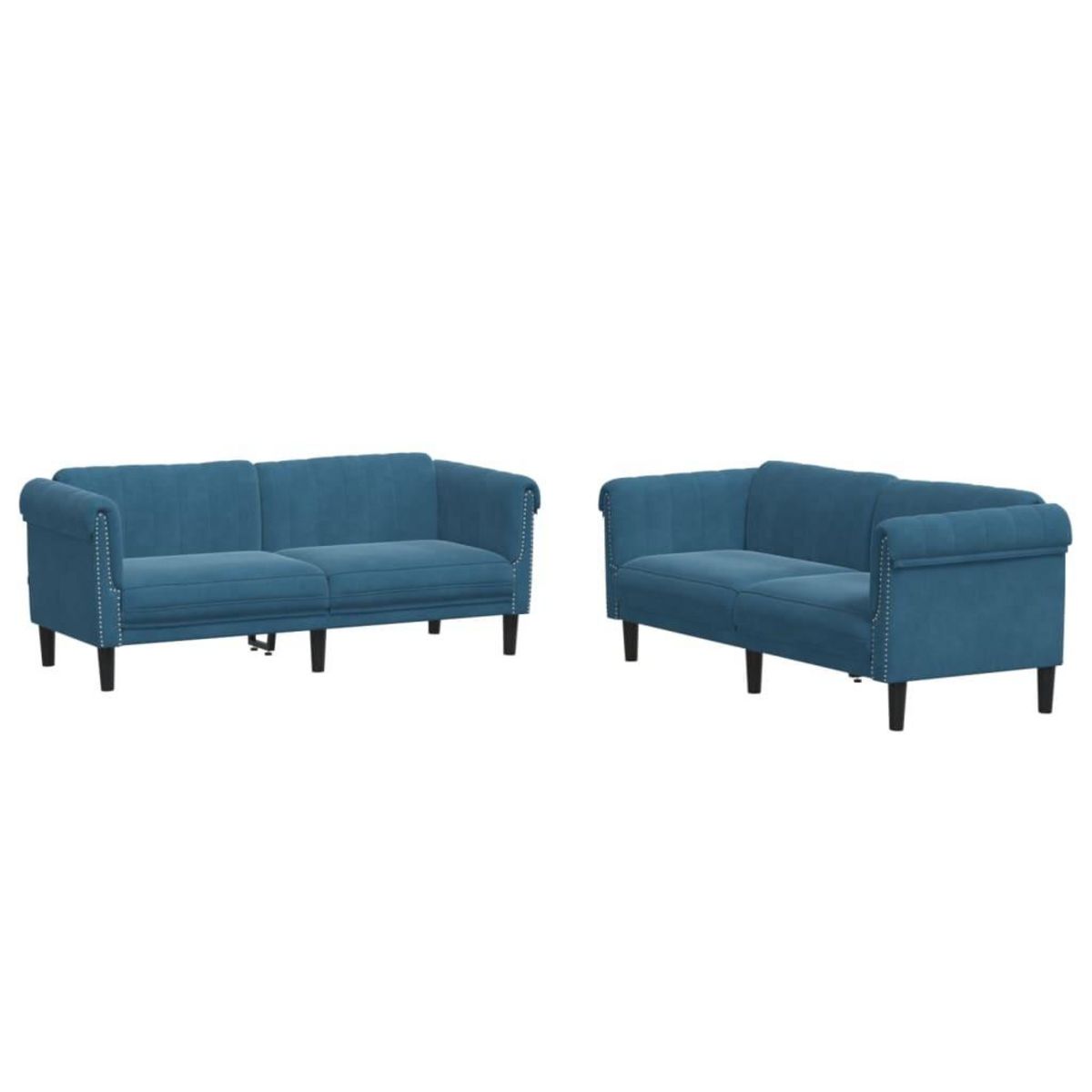 VIDAXL Ensemble de canapes 2 pcs bleu velours