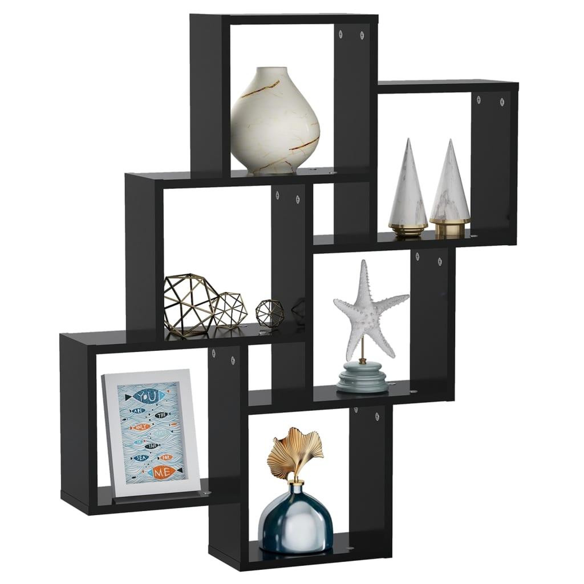Voir la diapositive 3 : VIDAXL Etagere murale cube Noir 78x15x93 cm Bois d'ingenierie