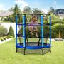Voir la diapositive 2 : HOMCOM Trampoline enfant Ø 1,40 × 1,60H m filet de sécurité porte zipée couvre-ressorts 6 poteaux rembourrés inclus bleu