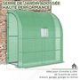 Voir la diapositive 4 : OUTSUNNY Serre de jardin adossée serre adossée dim. 2L x 1l x 2,13H m 4 étagères 2 portes zippées 1 fenêtre acier PE haute densité vert