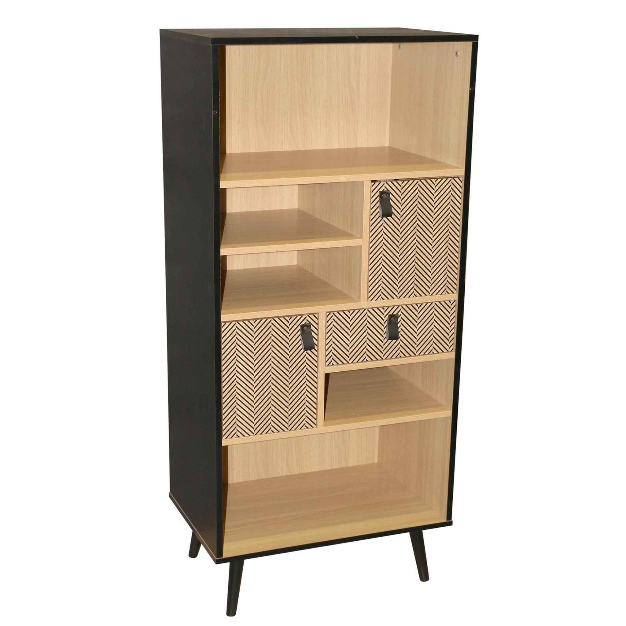 DIVERS Bibliothèque contemporaine effet bois Chelsea - L. 60 x H. 140 cm - Noir