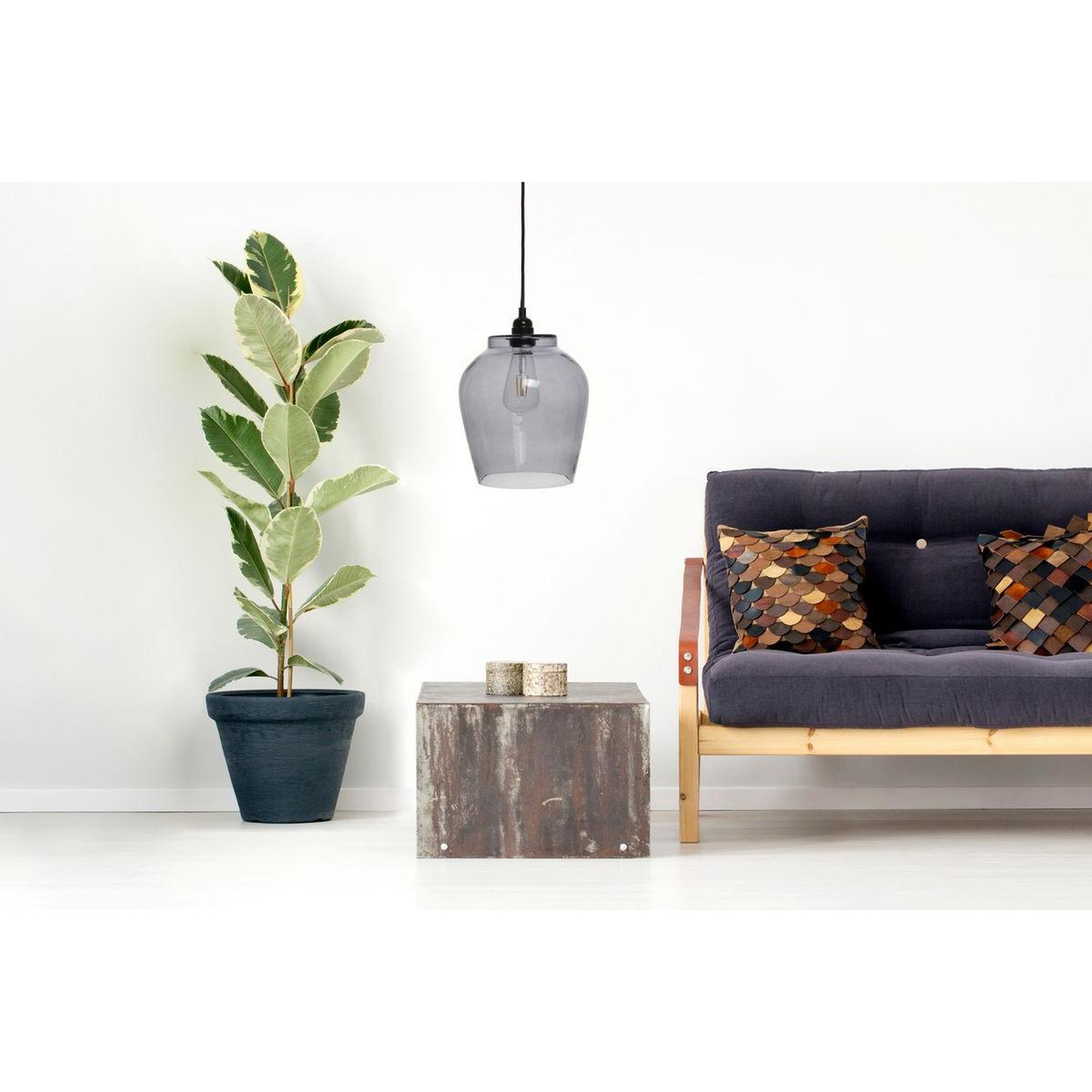 Voir la diapositive 2 : Paris Prix Lampe suspension en verre  sombra  29cm gris