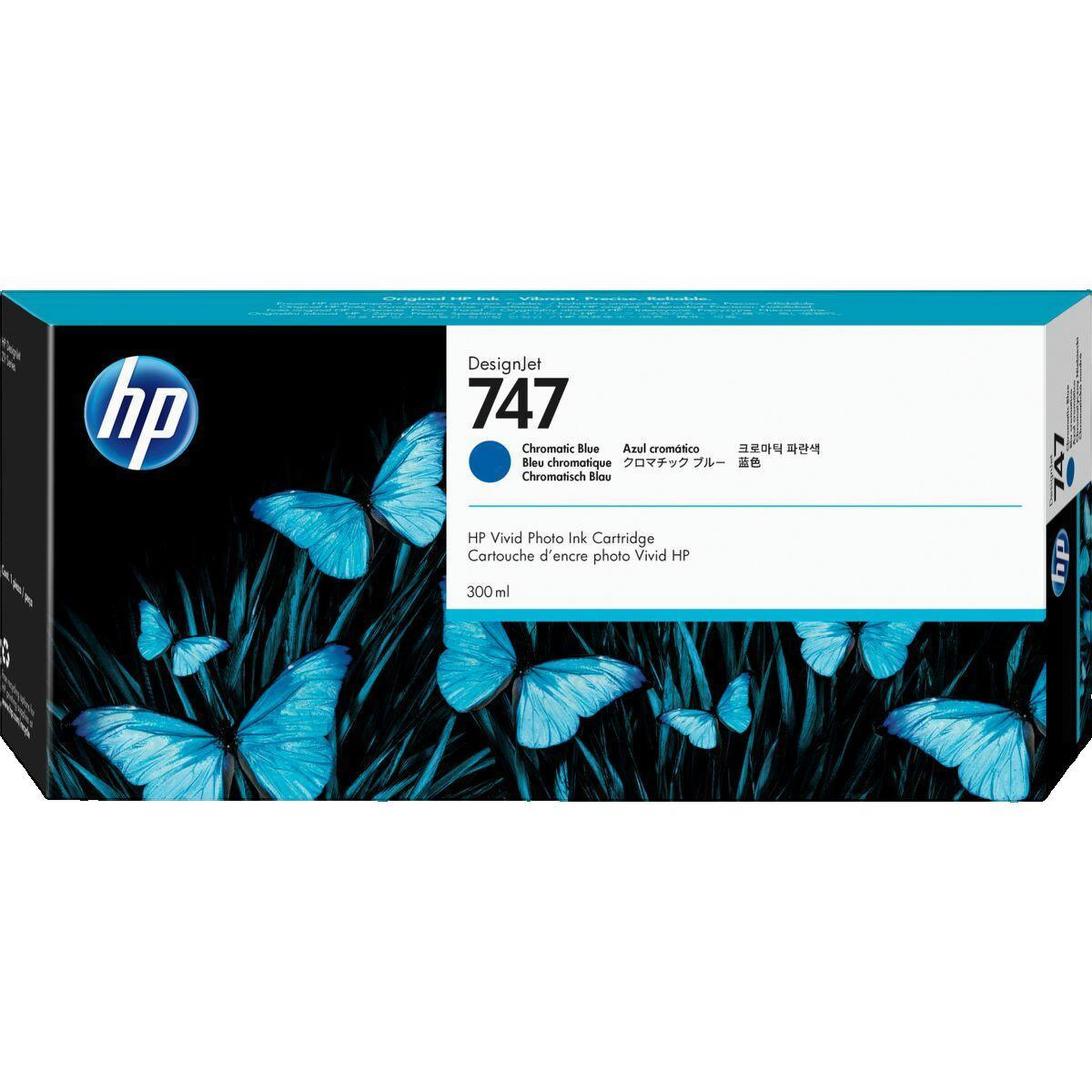 HP Cartouche d'encre HP 747 300 ml Bleu Chromatique Original DesignJet