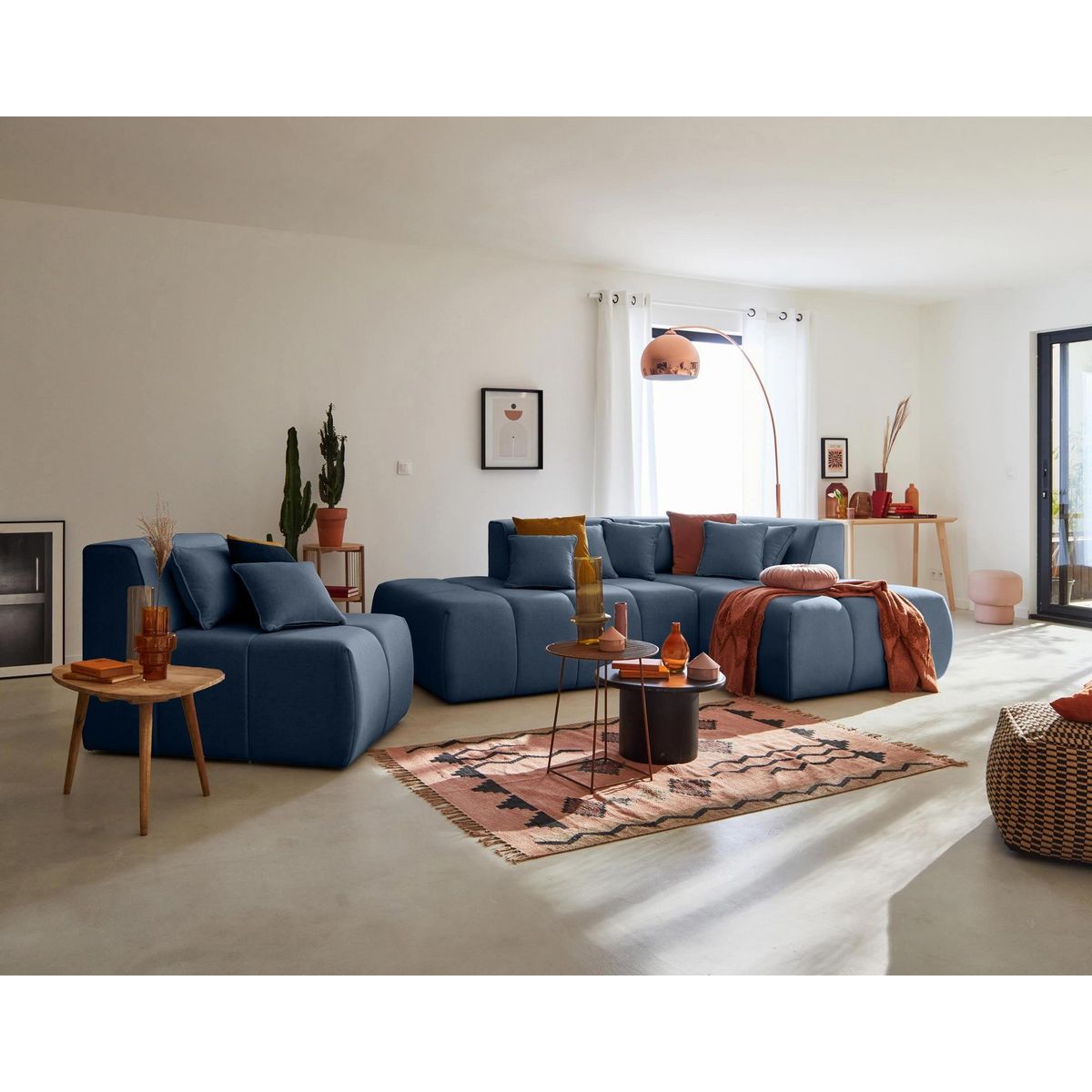 LISA DESIGN Caracas - canapé modulable d'angle droit - 5 places - en tissu