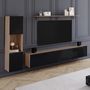 Voir la diapositive 2 : ID MARKET Ensemble meuble TV 180 cm avec colonne et étagère ELIO bois et noir