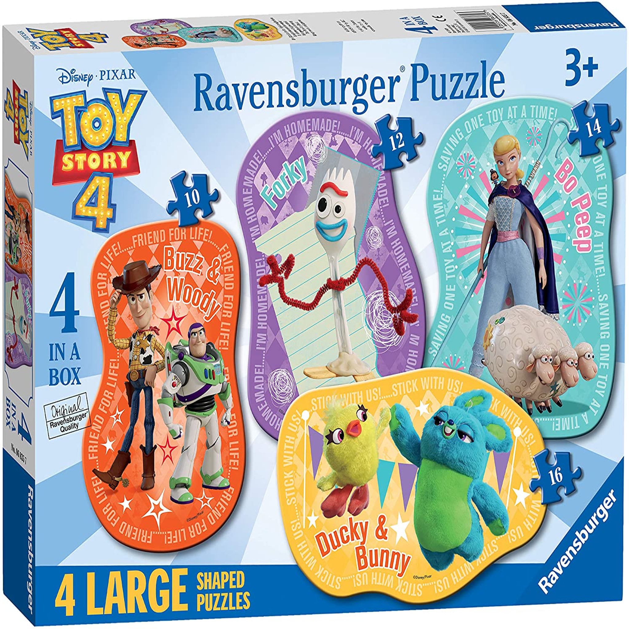 Voir la diapositive 1 : RAVENSBURGER 4 Puzzles grandes formes Toy Story 4