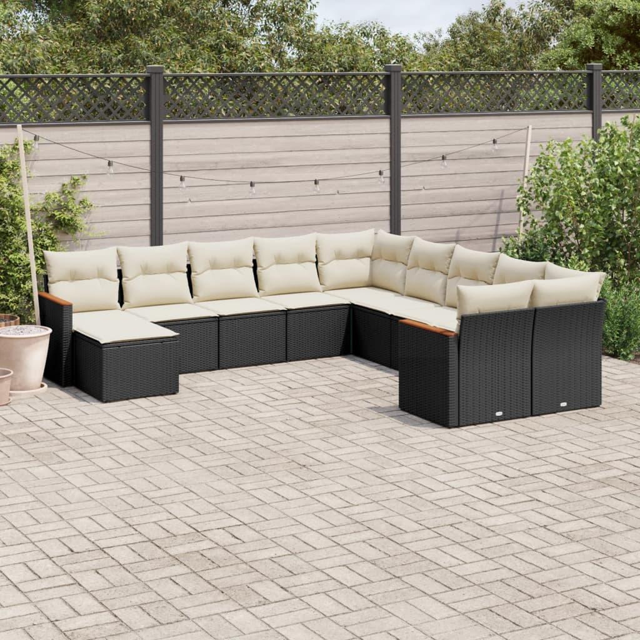 VIDAXL Salon de jardin 11 pcs avec coussins noir resine tressee