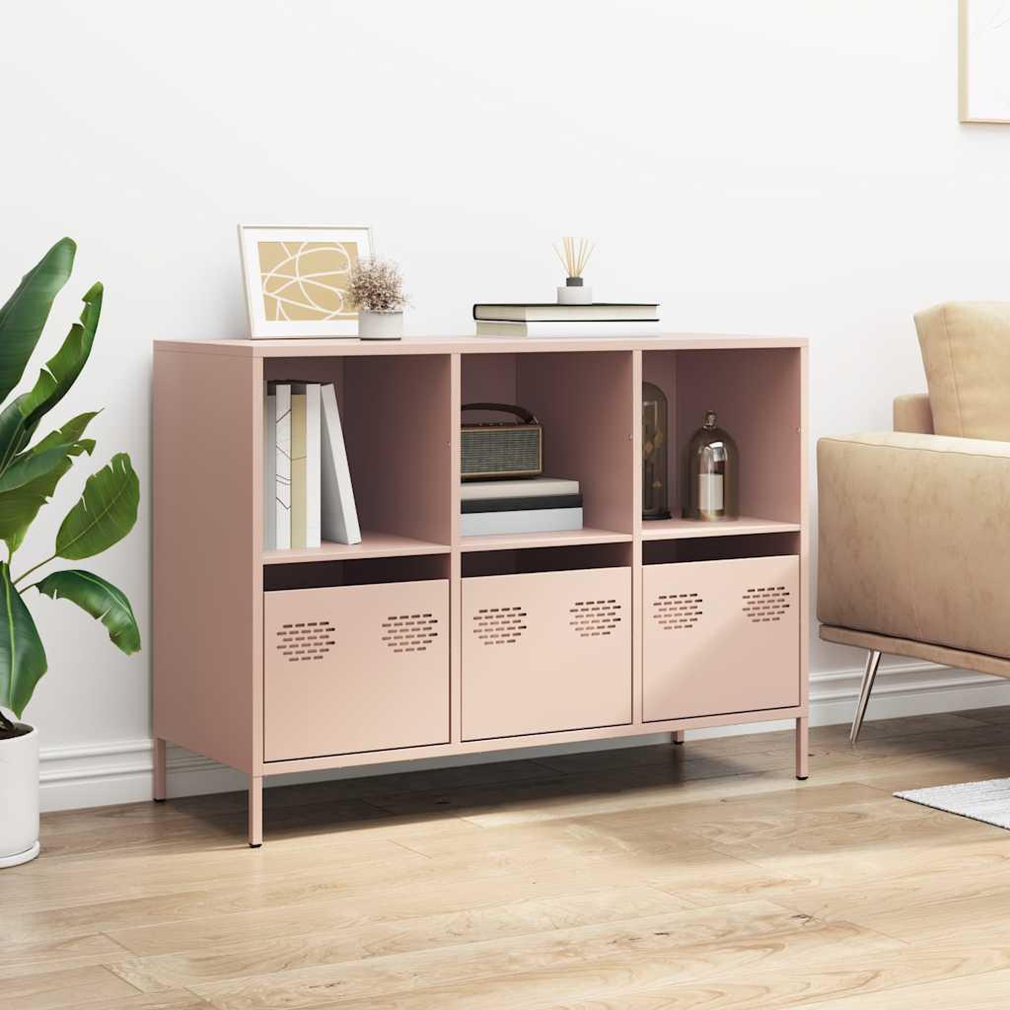 Voir la diapositive 3 : VIDAXL Buffet rose 101,5x39x73,5 cm acier lamine a froid