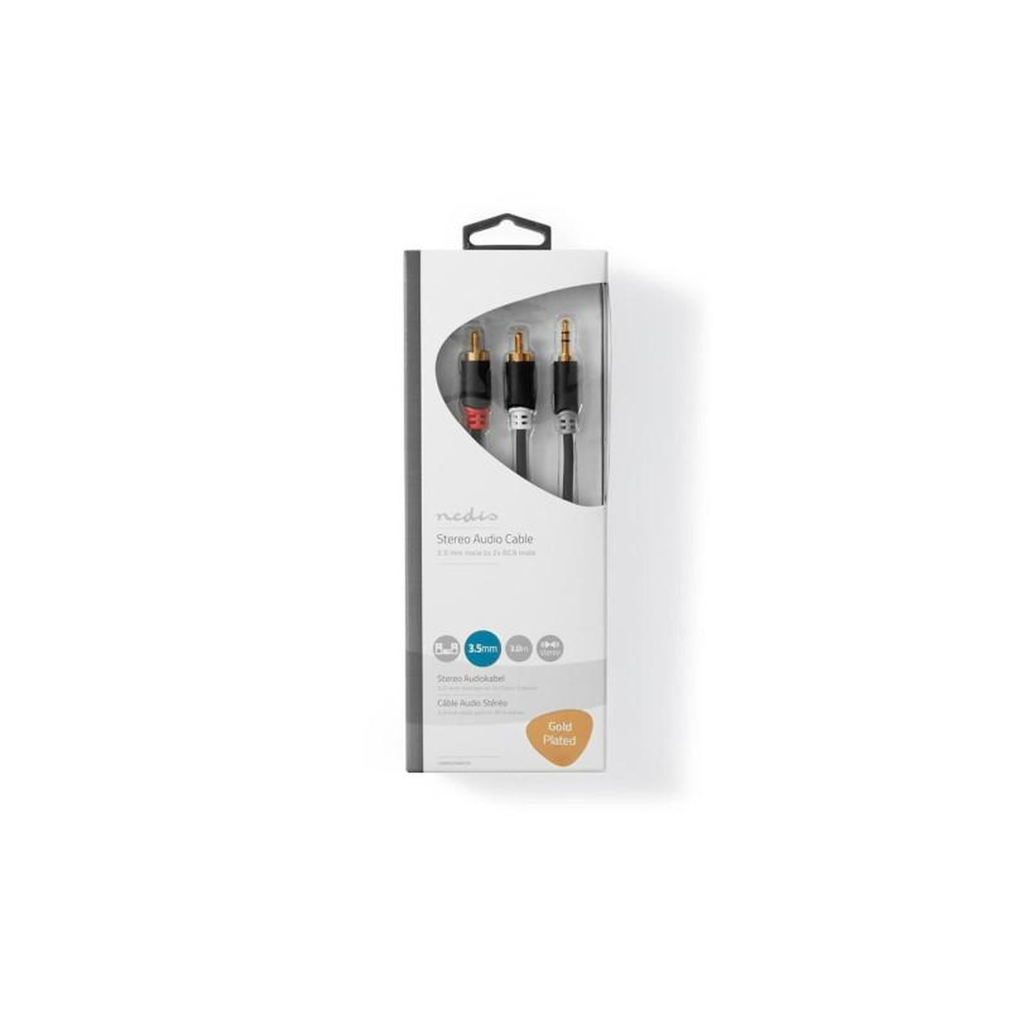 Voir la diapositive 3 : NEDIS Câble audio stéréo | 3.5 mm Mâle | 2x RCA Male | Plaqué or | 3.00 m | R NEDIS - CABW22200AT30