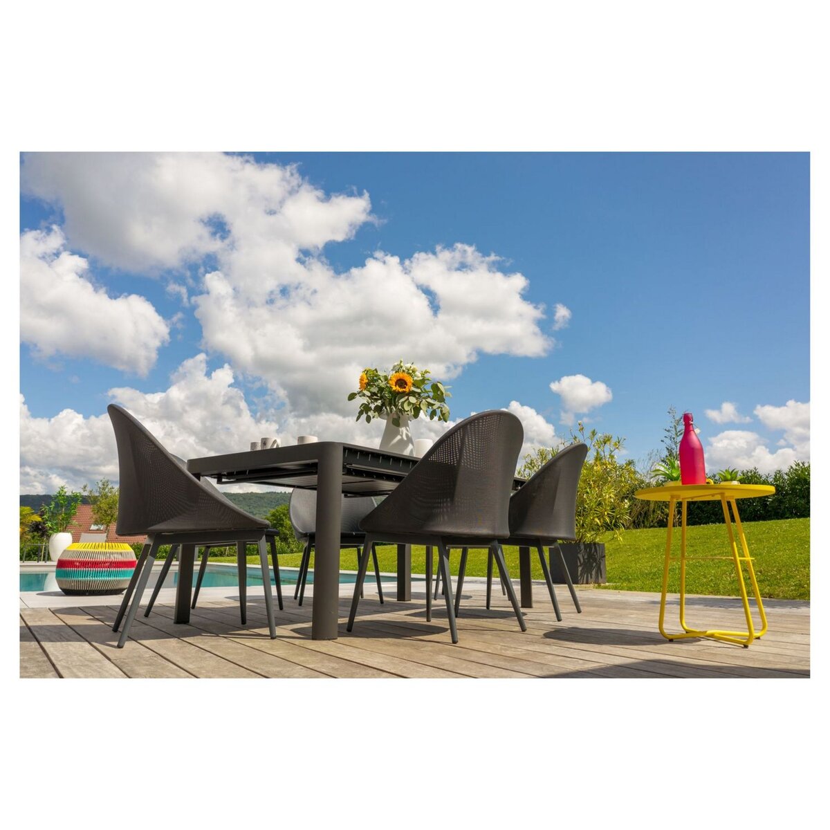 JARDILINE Lot de 2 fauteuils de jardin - Aluminium/Textilène - Anthracite - FUERTE VENTURA