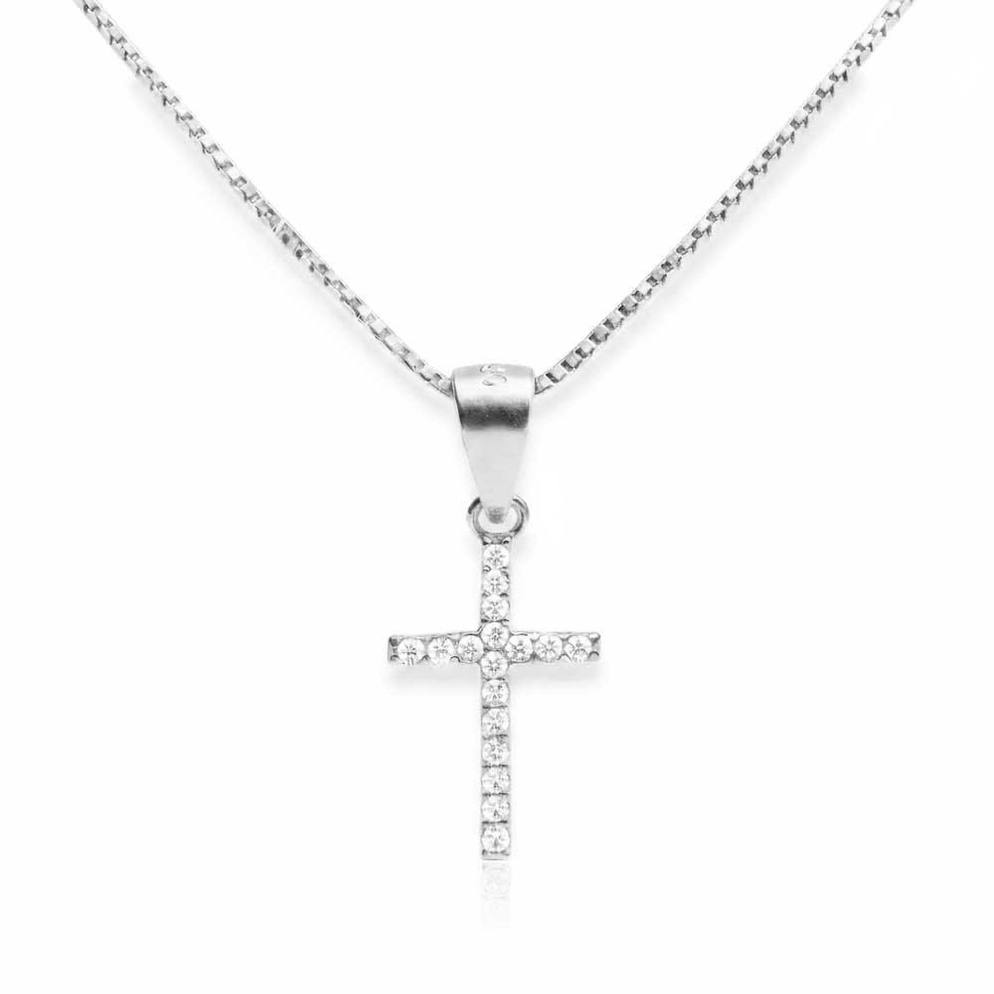L'ATELIER D'AZUR Collier Argent 925/000 Rhodié - Croix Pavée de Zirconiums