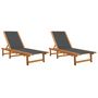 Voir la diapositive 2 : VIDAXL Chaises longues lot de 2 noir bois d acacia solide et textilène