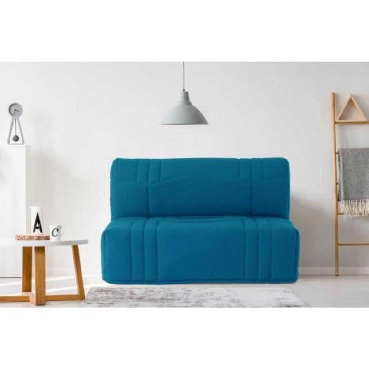 MARKET24 Banquette BZ DREAM - Tissu 100% Coton bleu canard - Couchage 140x190 cm