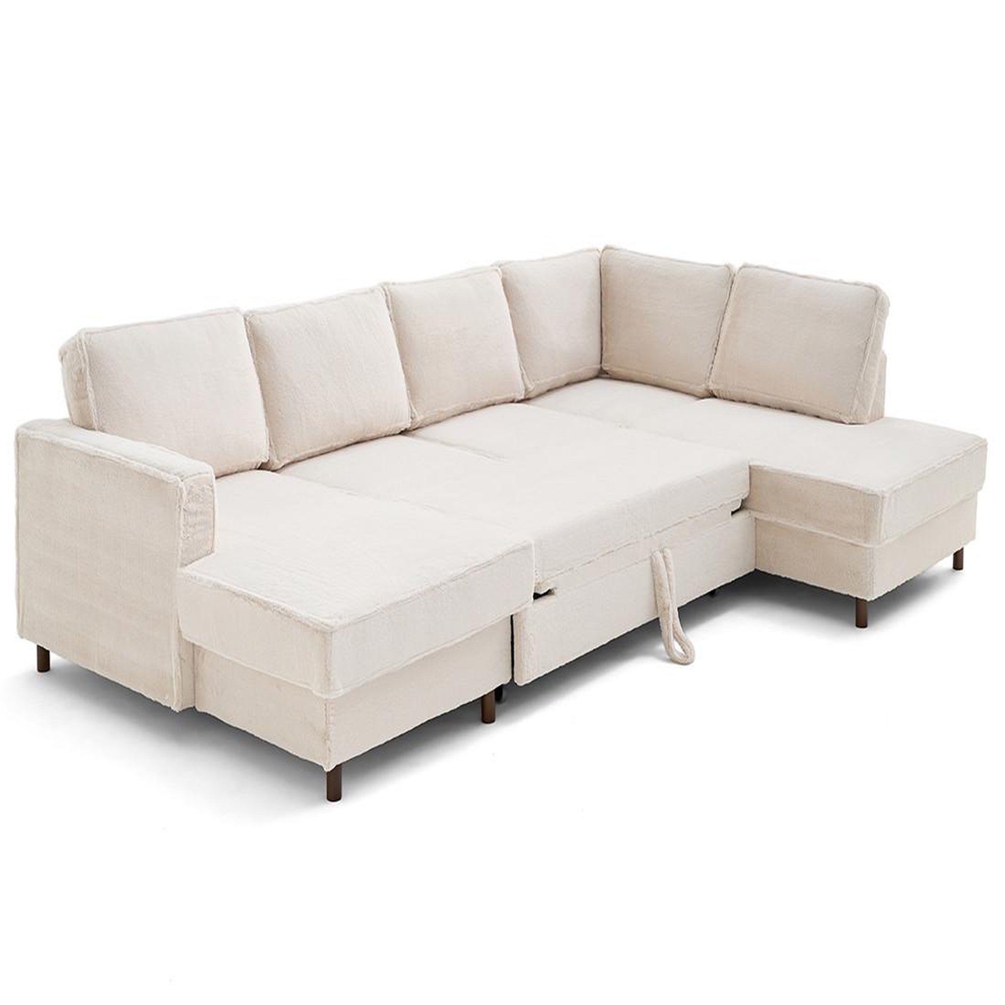 Voir la diapositive 2 : LISA DESIGN Jake - canapé panoramique d'angle droit 7 places convertible avec coffre en fausse fourrure
