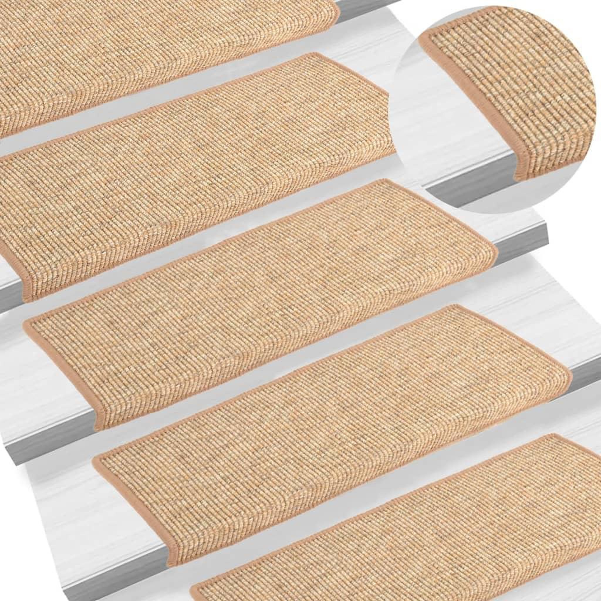 VIDAXL Tapis d'escalier auto-adhesifs 15 pcs Marron clair 65x21x4 cm