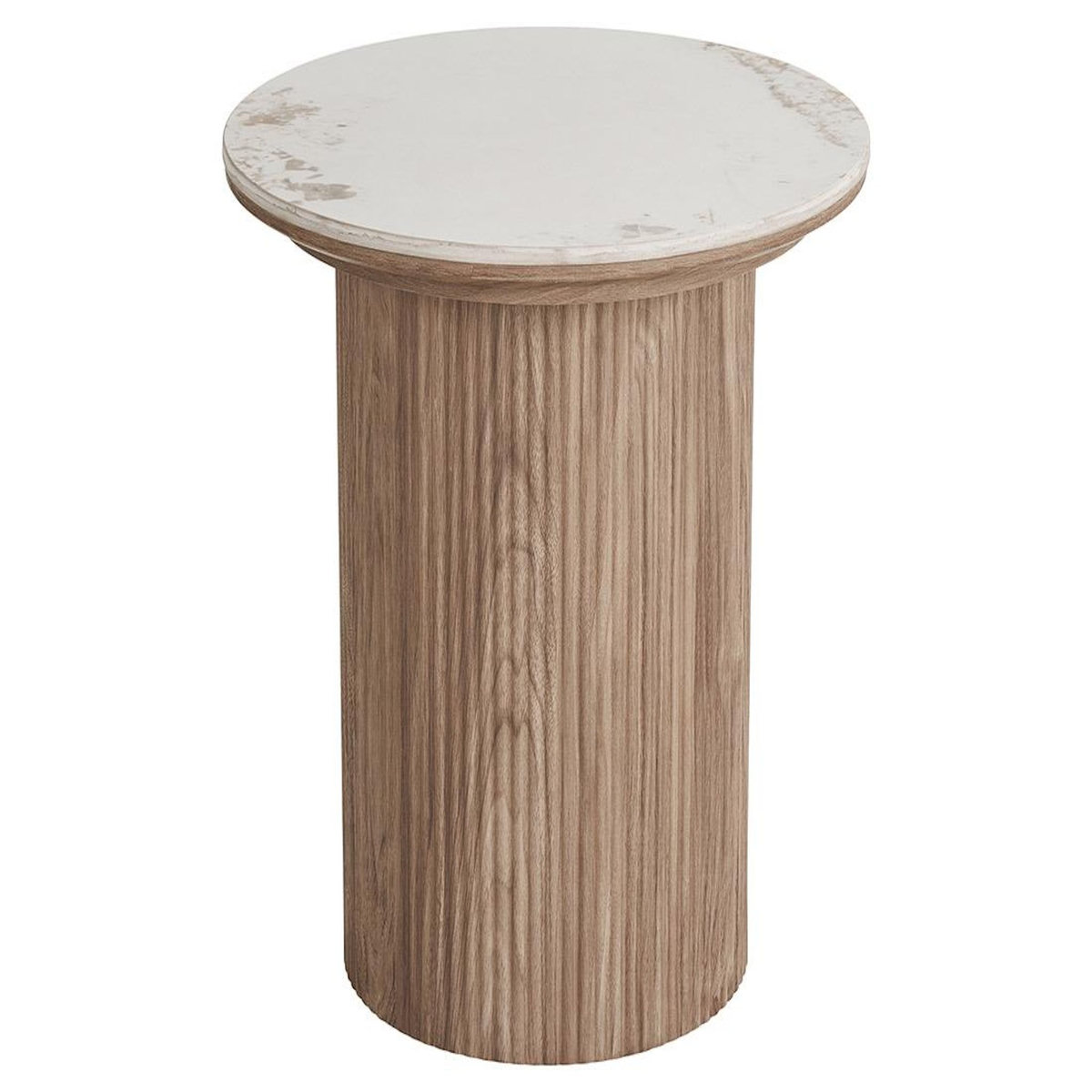 LISA DESIGN Lysa - bout de canapé plateau effet marbre et pieds effets bois - 50 cm