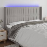 VIDAXL Tete de lit a LED Gris clair 163x16x118/128 cm Tissu