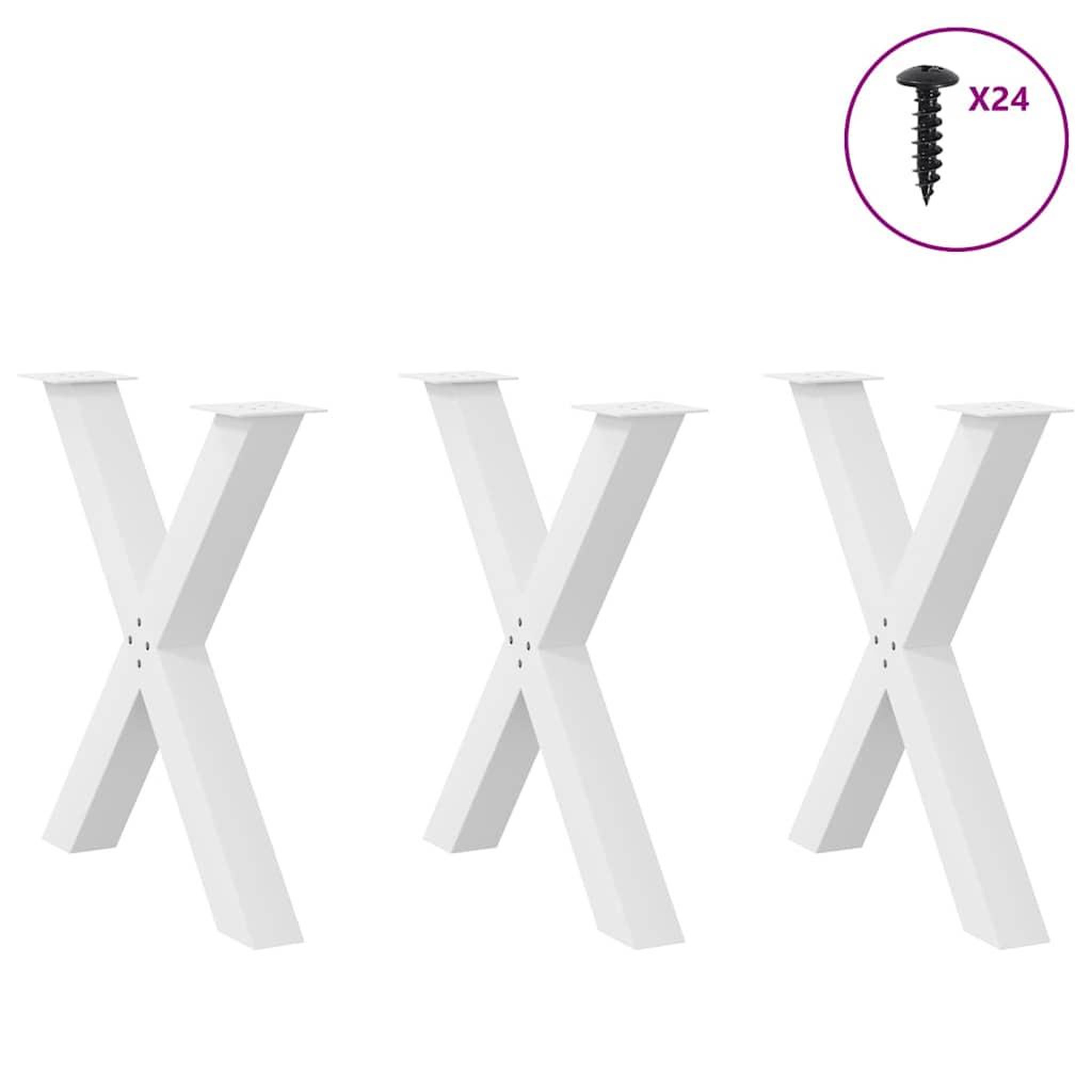 Voir la diapositive 3 : VIDAXL Pieds de table a manger forme de X 3 pcs blanc 70x(72-73) cm