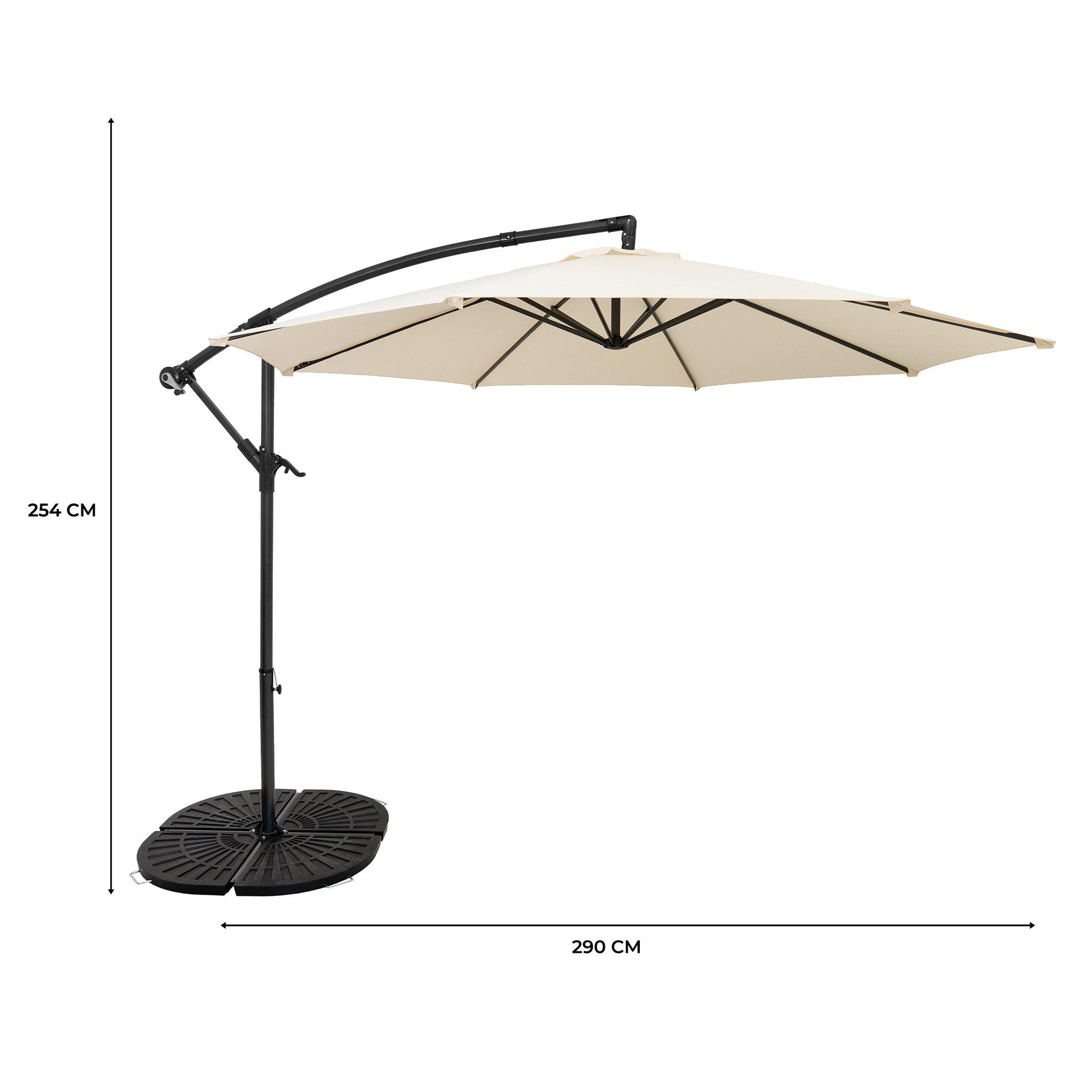 Voir la diapositive 5 : Monster Parasol Banane à Mât Déporté 3 m & 4 Pieds en Éventail