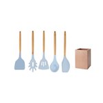 Fackelmann Set d'ustensiles de cuisine en bois avec pot de rangement 32 cm Fackelmann